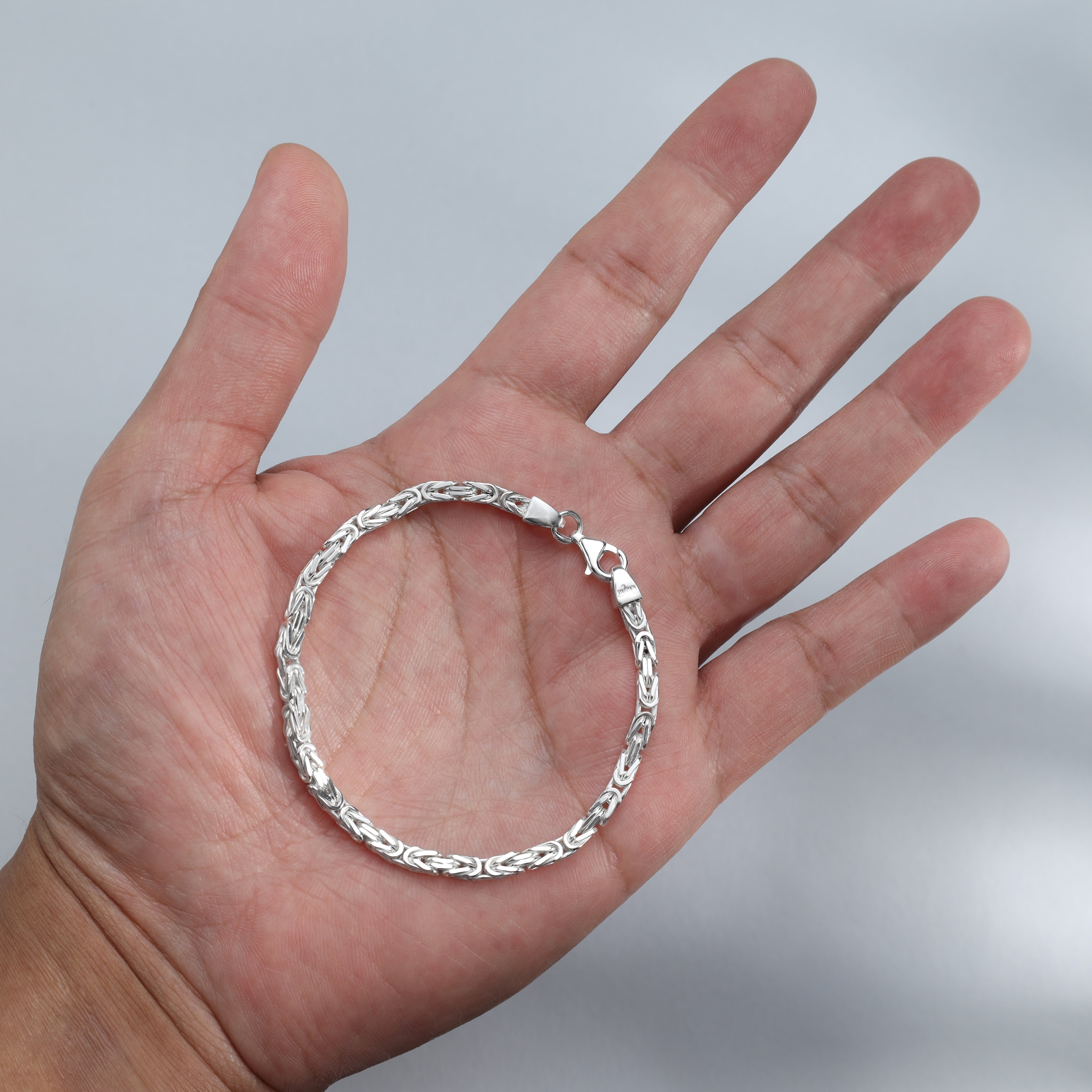 3mm Königskette Armband - 925 Silber massiv vierkant hochglanzpoliert - Taipan Schmuck