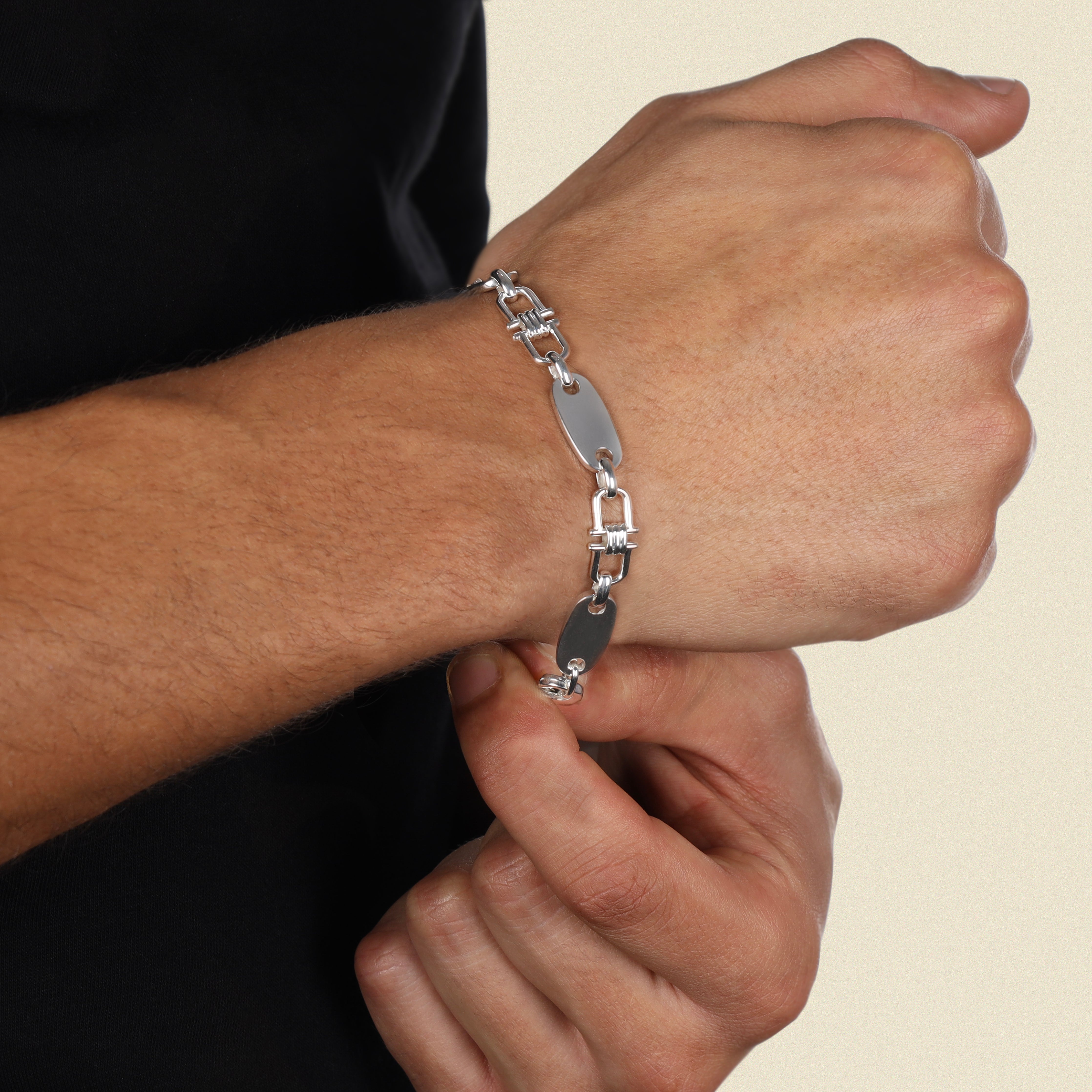 8mm Plattenkette Armband aus 925 Silber