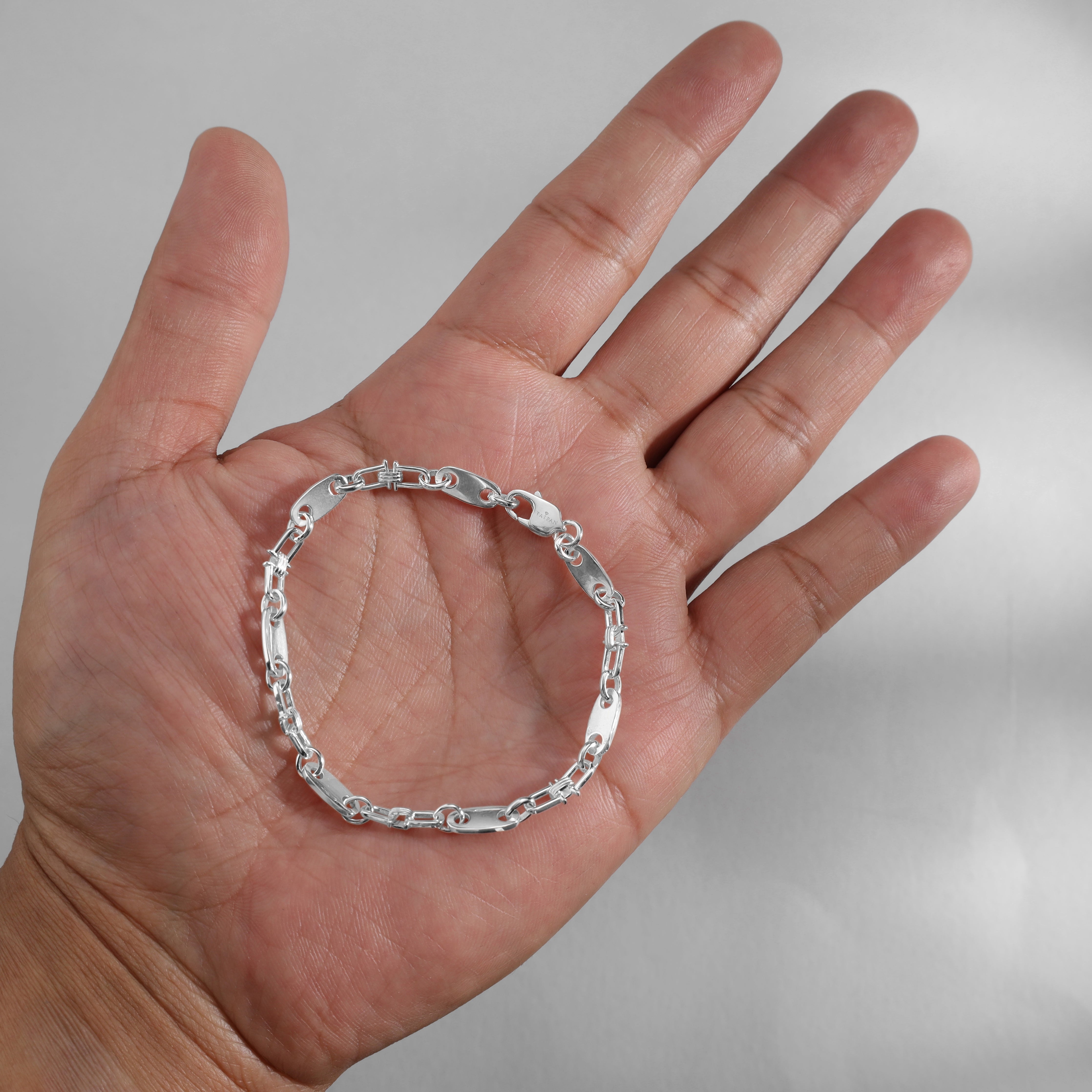 5mm Plattenkette bewegliche Steigbügelkette Armband - 925 Silber - Taipan Schmuck