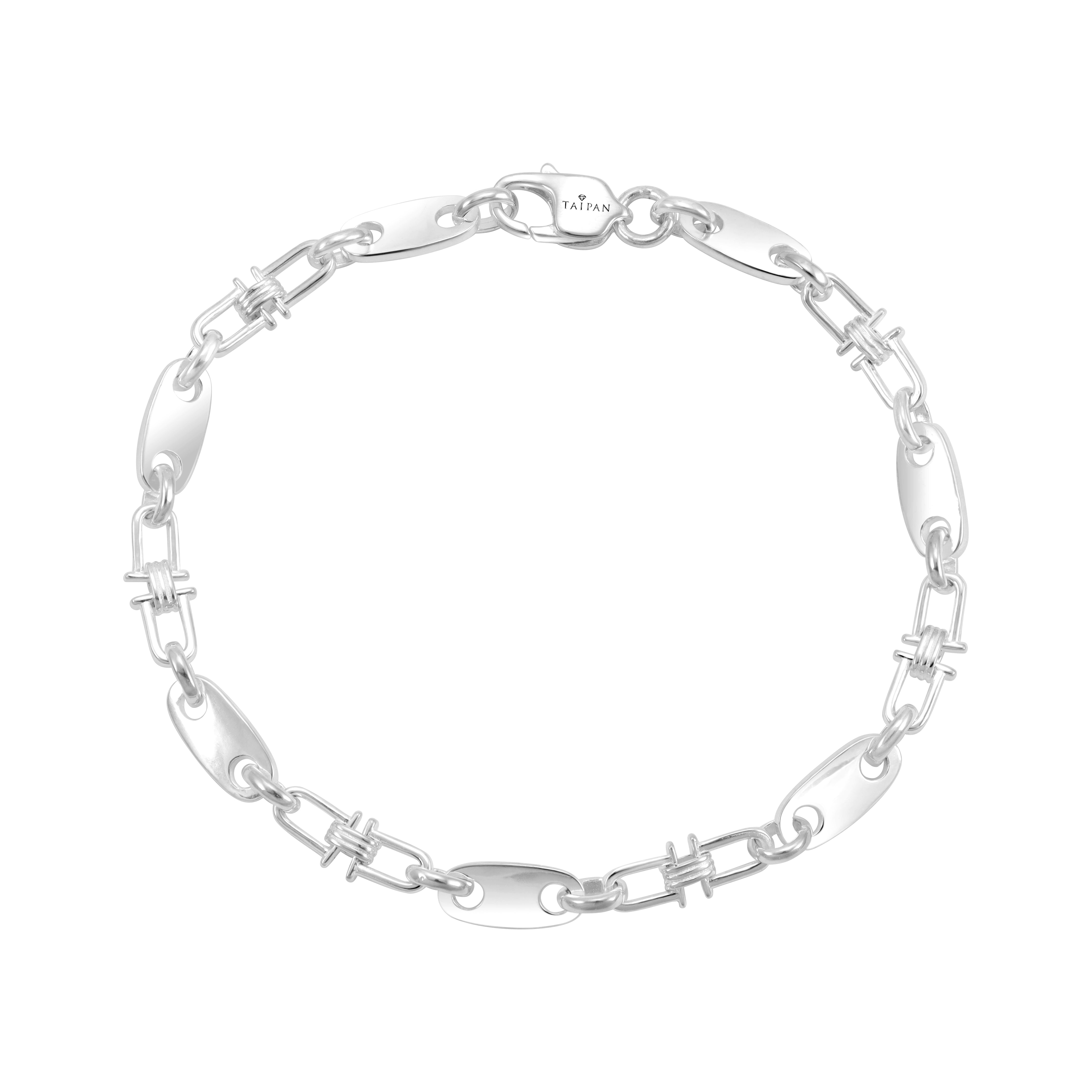 5mm Plattenkette bewegliche Steigbügelkette Armband - 925 Silber - Taipan Schmuck