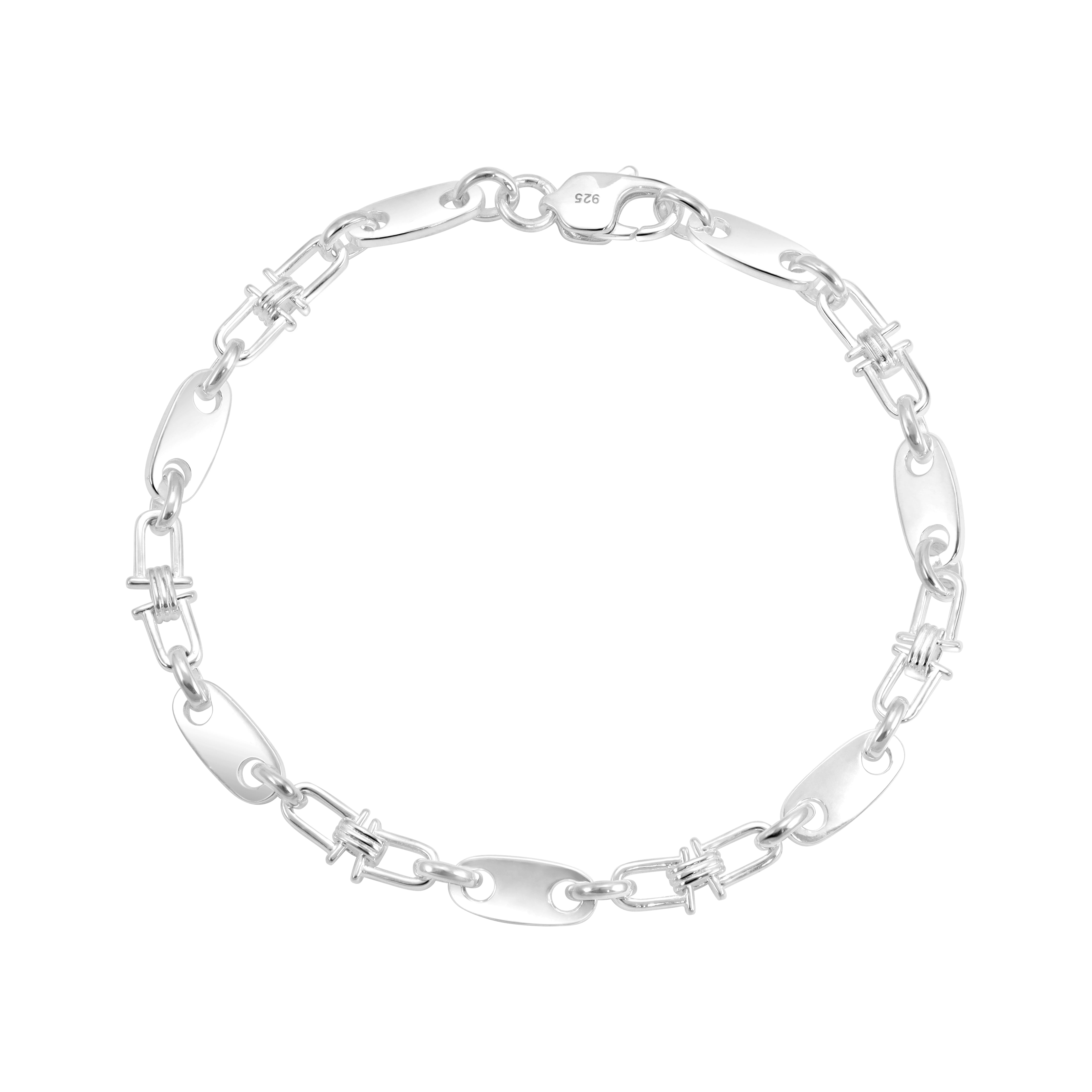 5mm Plattenkette bewegliche Steigbügelkette Armband - 925 Silber - Taipan Schmuck