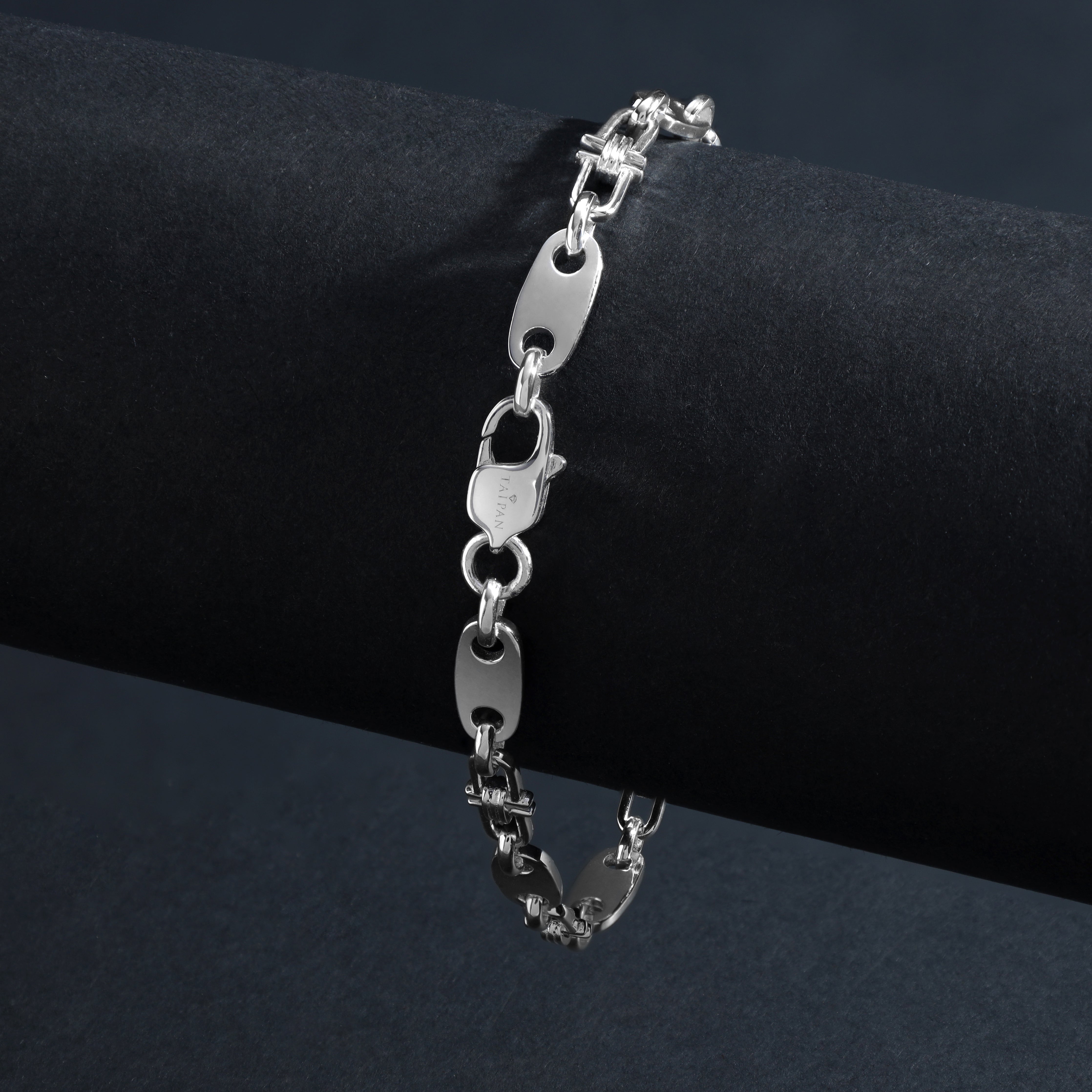 5mm Plattenkette bewegliche Steigbügelkette Armband - 925 Silber - Taipan Schmuck