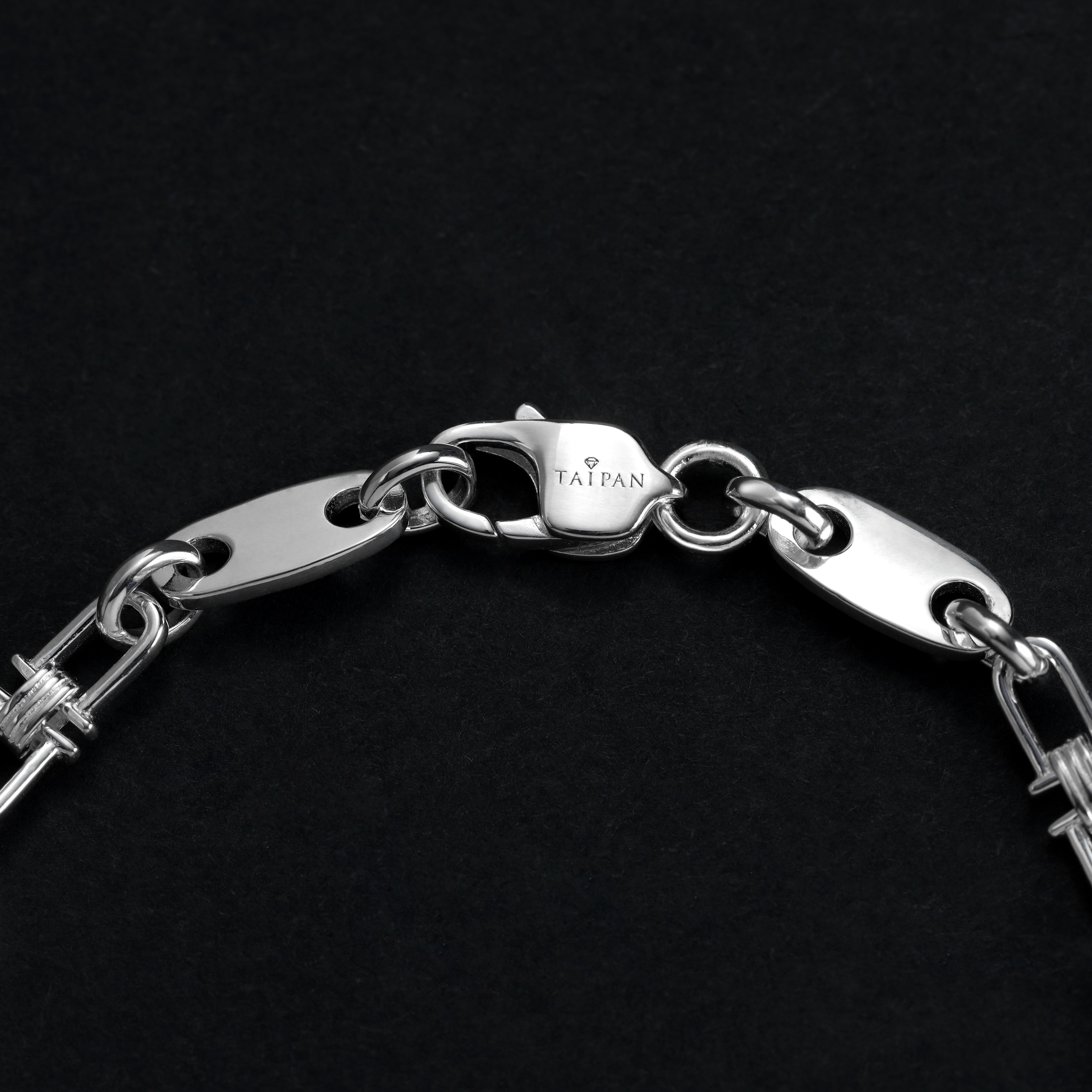5mm Plattenkette bewegliche Steigbügelkette Armband - 925 Silber - Taipan Schmuck