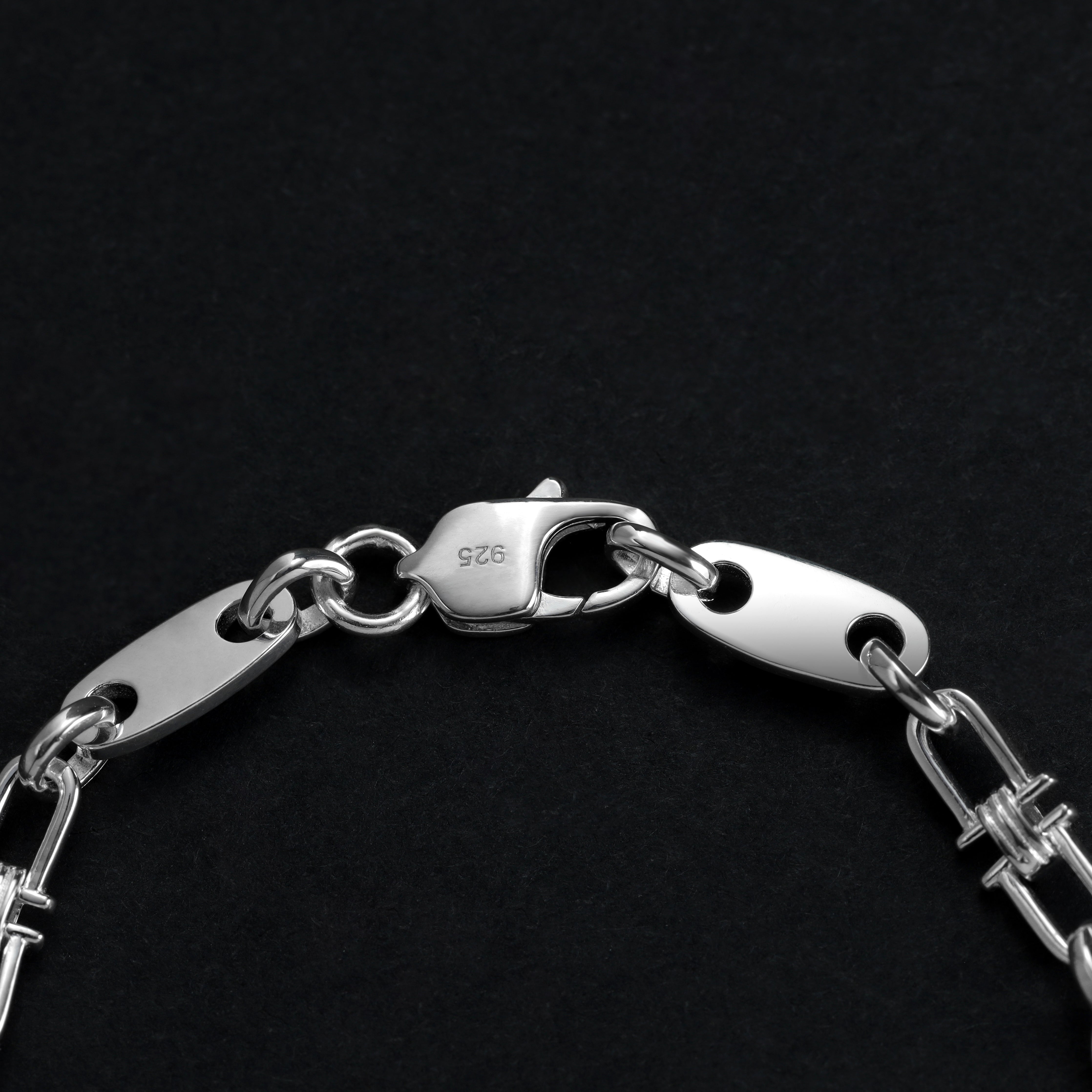 5mm Plattenkette bewegliche Steigbügelkette Armband - 925 Silber - Taipan Schmuck