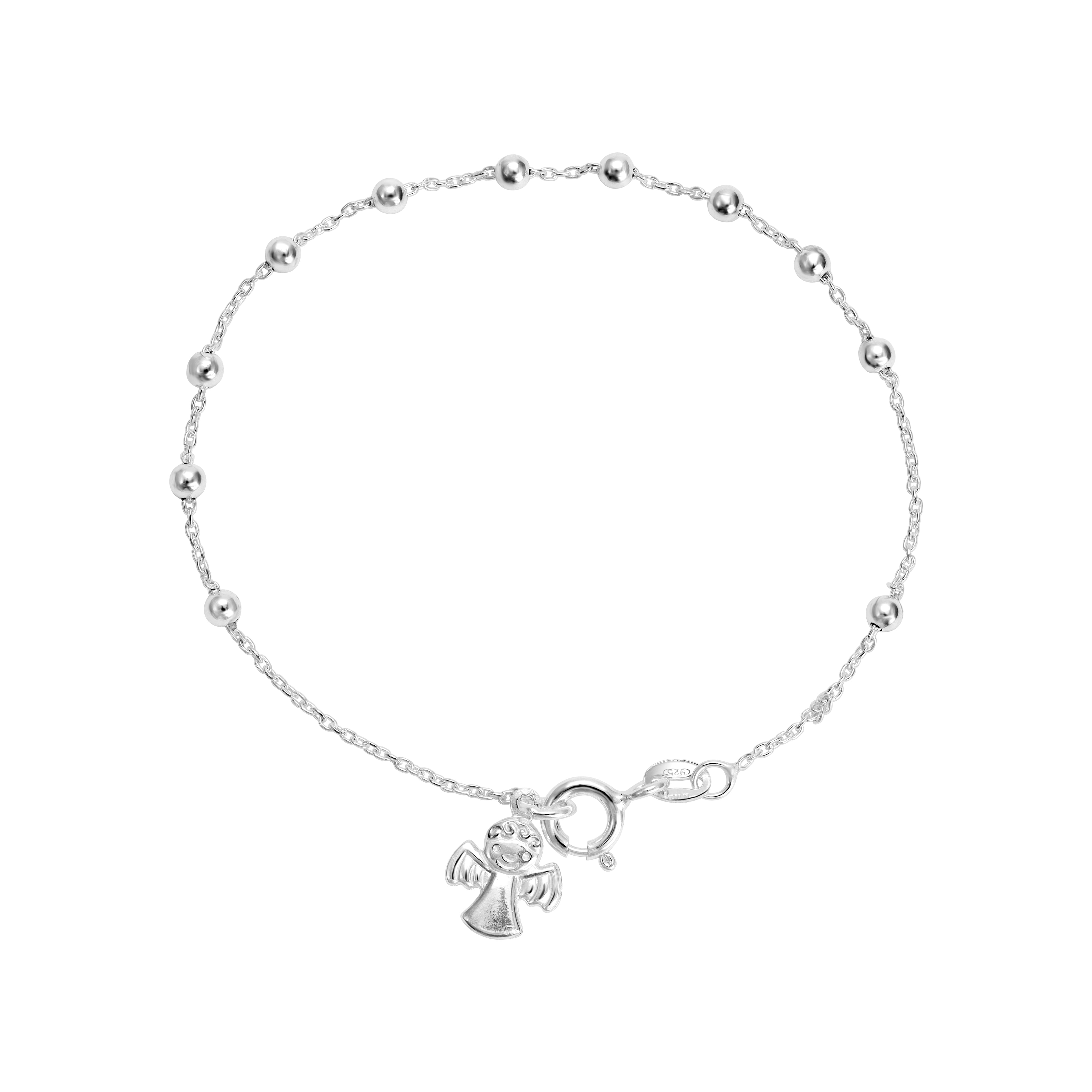 19cm Damen Silberarmband mit Engel Rosenkranz Armband 925 Silber (B602) - Taipan Schmuck