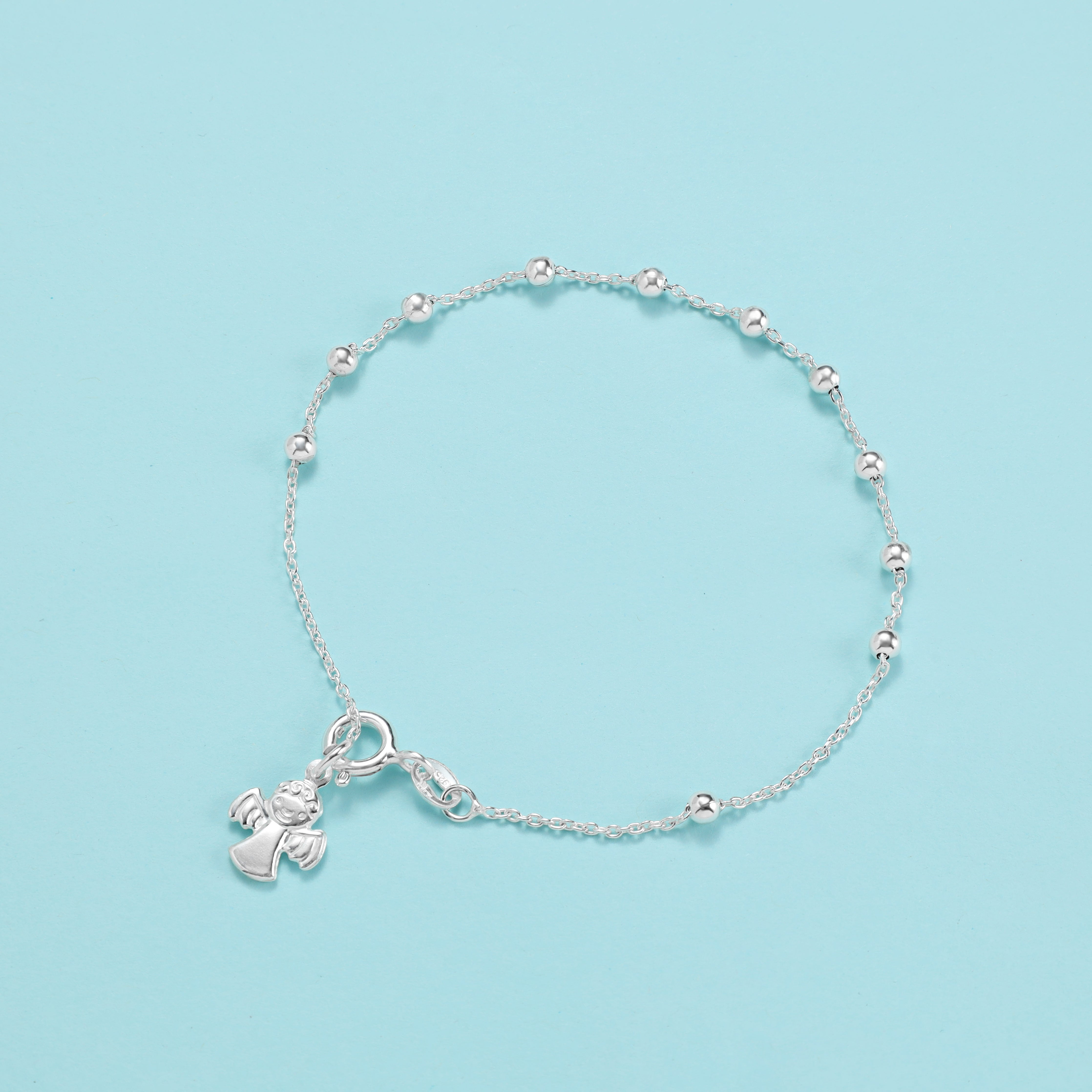 19cm Damen Silberarmband mit Engel Rosenkranz Armband 925 Silber (B602) - Taipan Schmuck