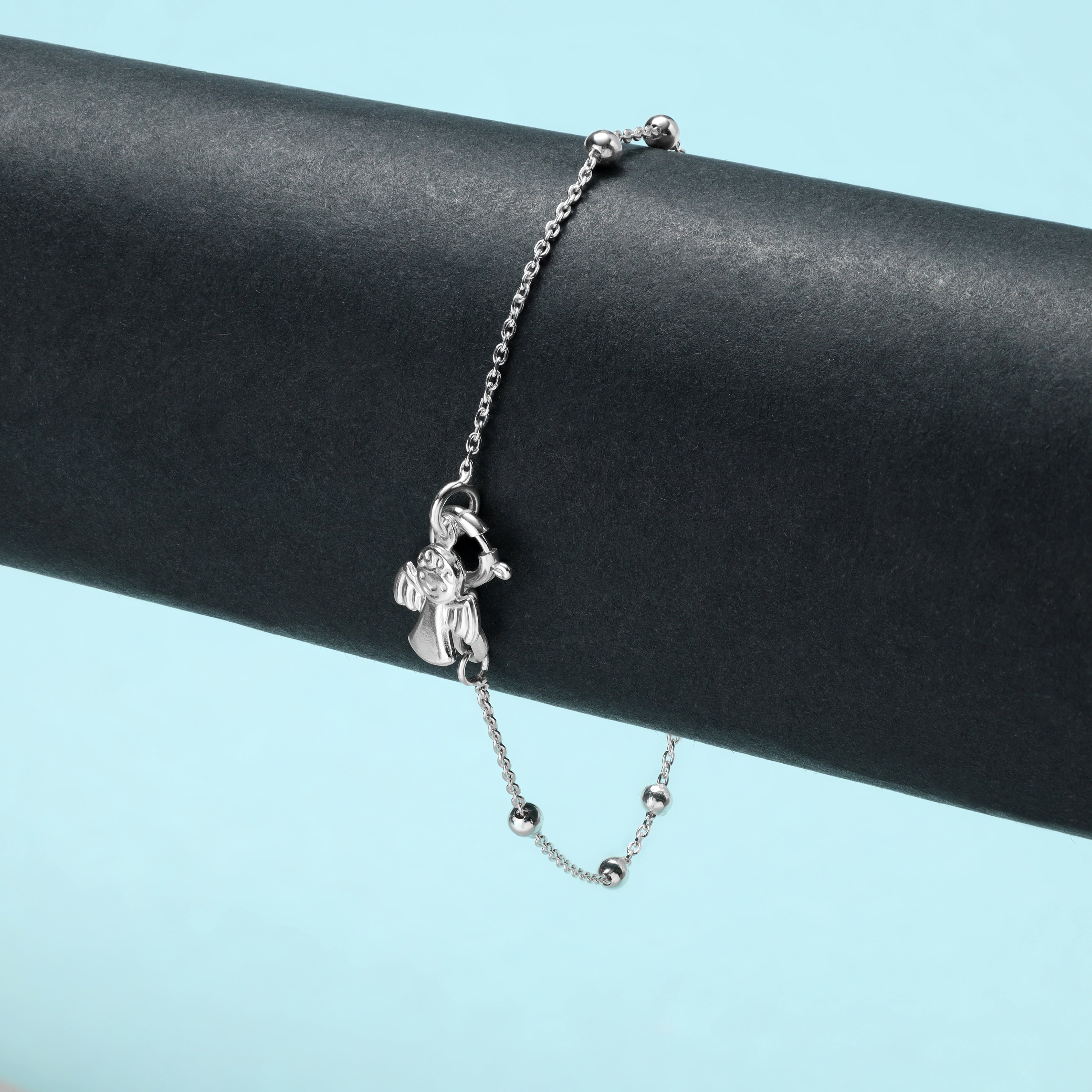 19cm Damen Silberarmband mit Engel Rosenkranz Armband 925 Silber (B602) - Taipan Schmuck