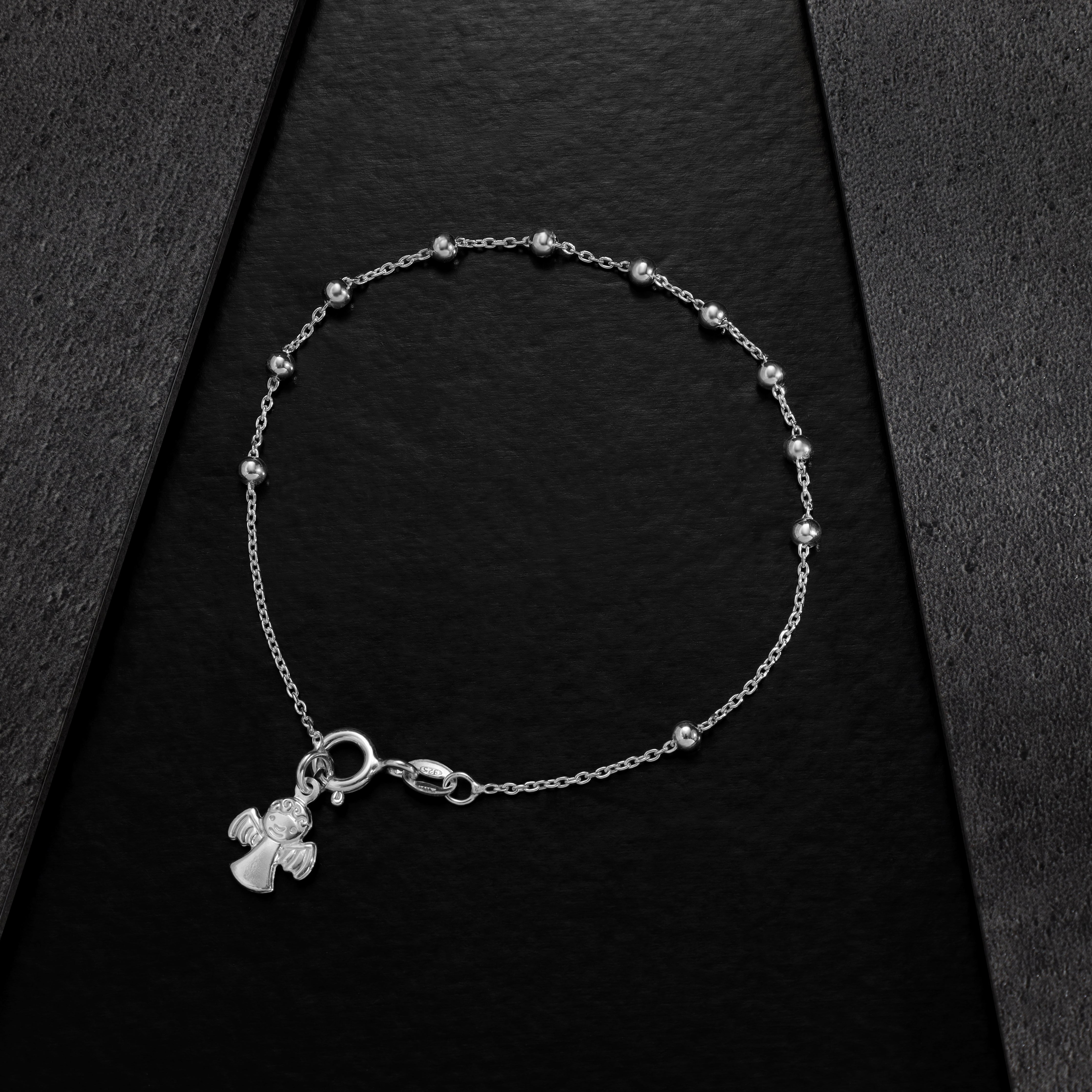 19cm Damen Silberarmband mit Engel Rosenkranz Armband 925 Silber (B602) - Taipan Schmuck