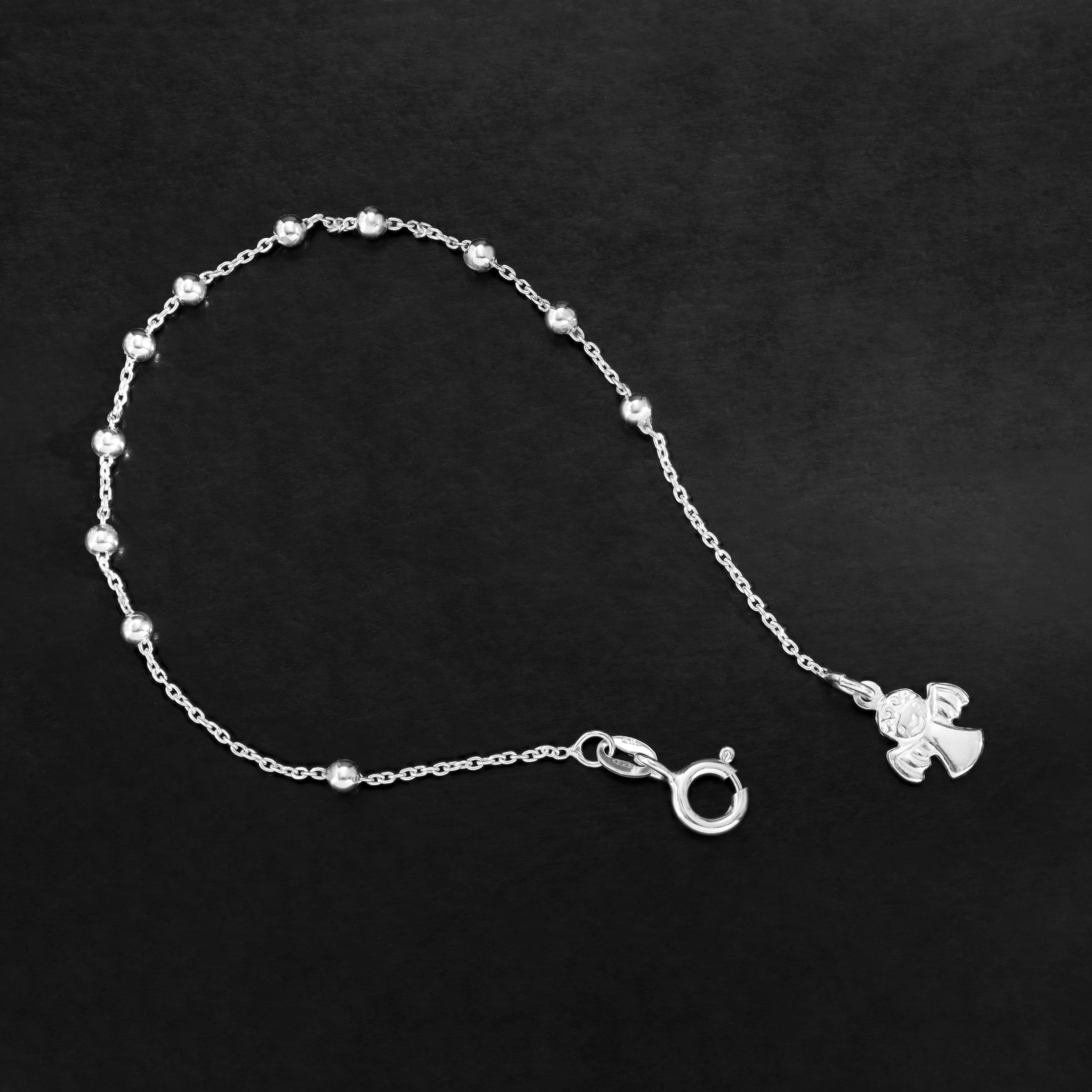 19cm Damen Silberarmband mit Engel Rosenkranz Armband 925 Silber (B602) - Taipan Schmuck