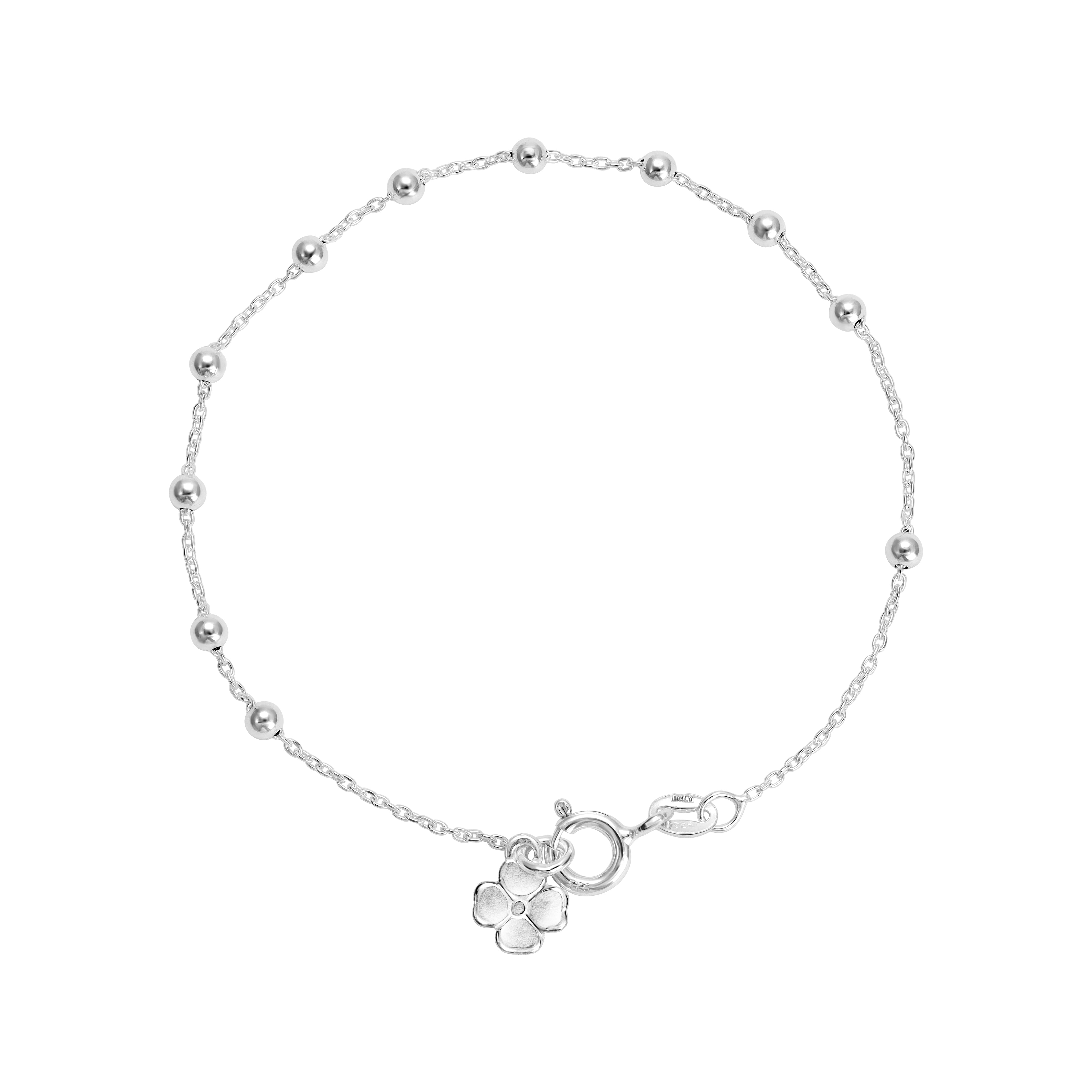 19cm Damen Silberarmband mit Kleeblatt Rosenkranz Armband 925 Silber (B603) - Taipan Schmuck
