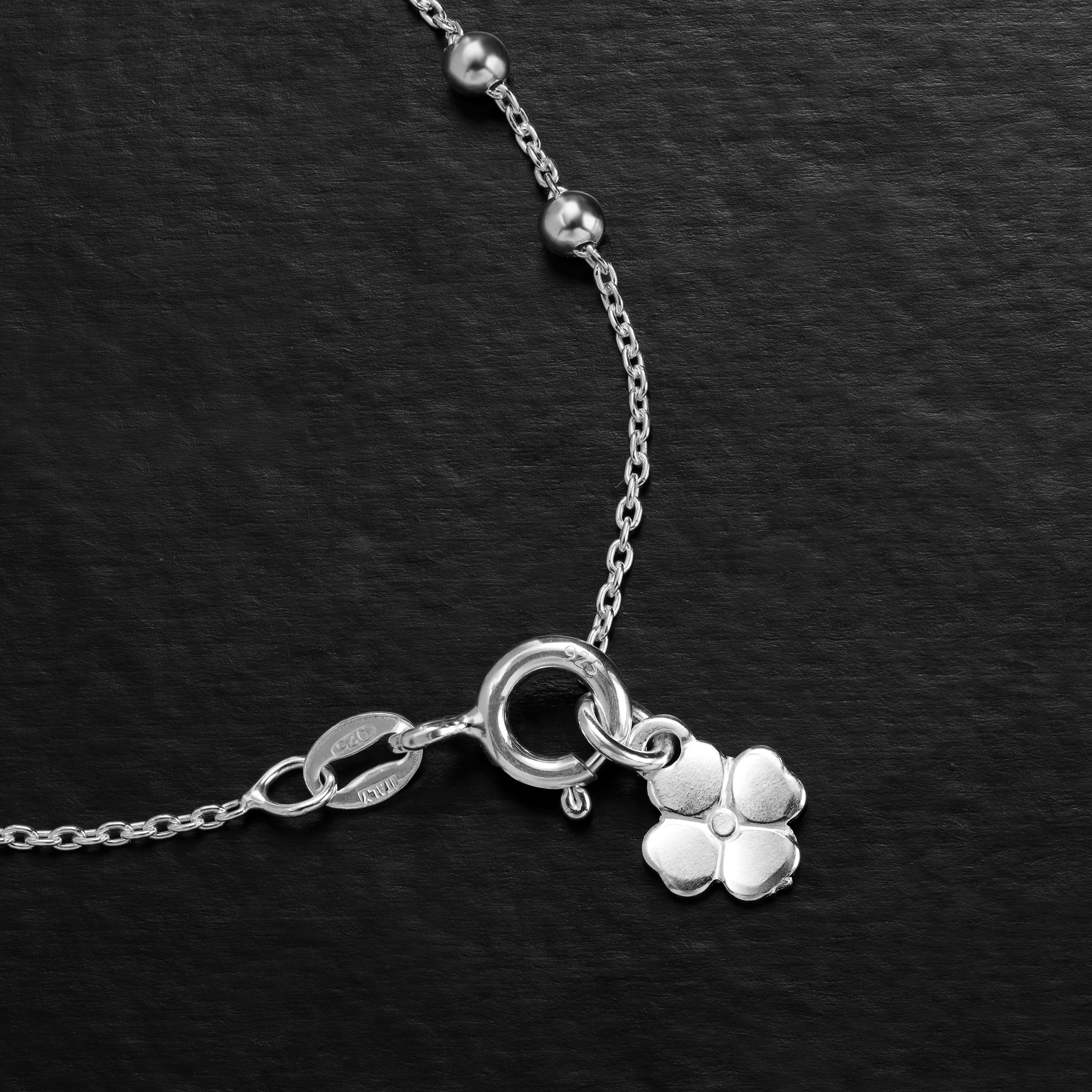 19cm Damen Silberarmband mit Kleeblatt Rosenkranz Armband 925 Silber (B603) - Taipan Schmuck