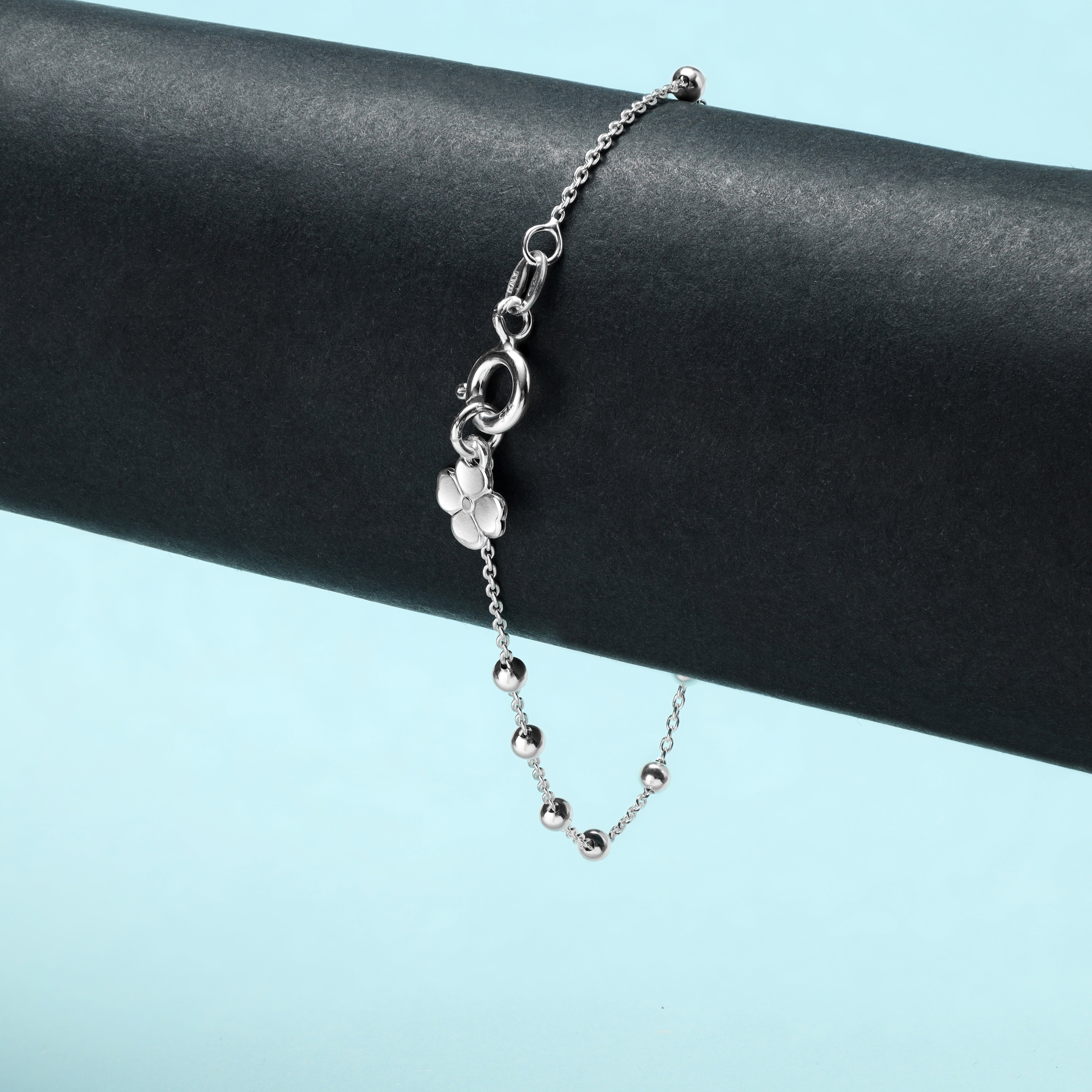 19cm Damen Silberarmband mit Kleeblatt Rosenkranz Armband 925 Silber (B603) - Taipan Schmuck