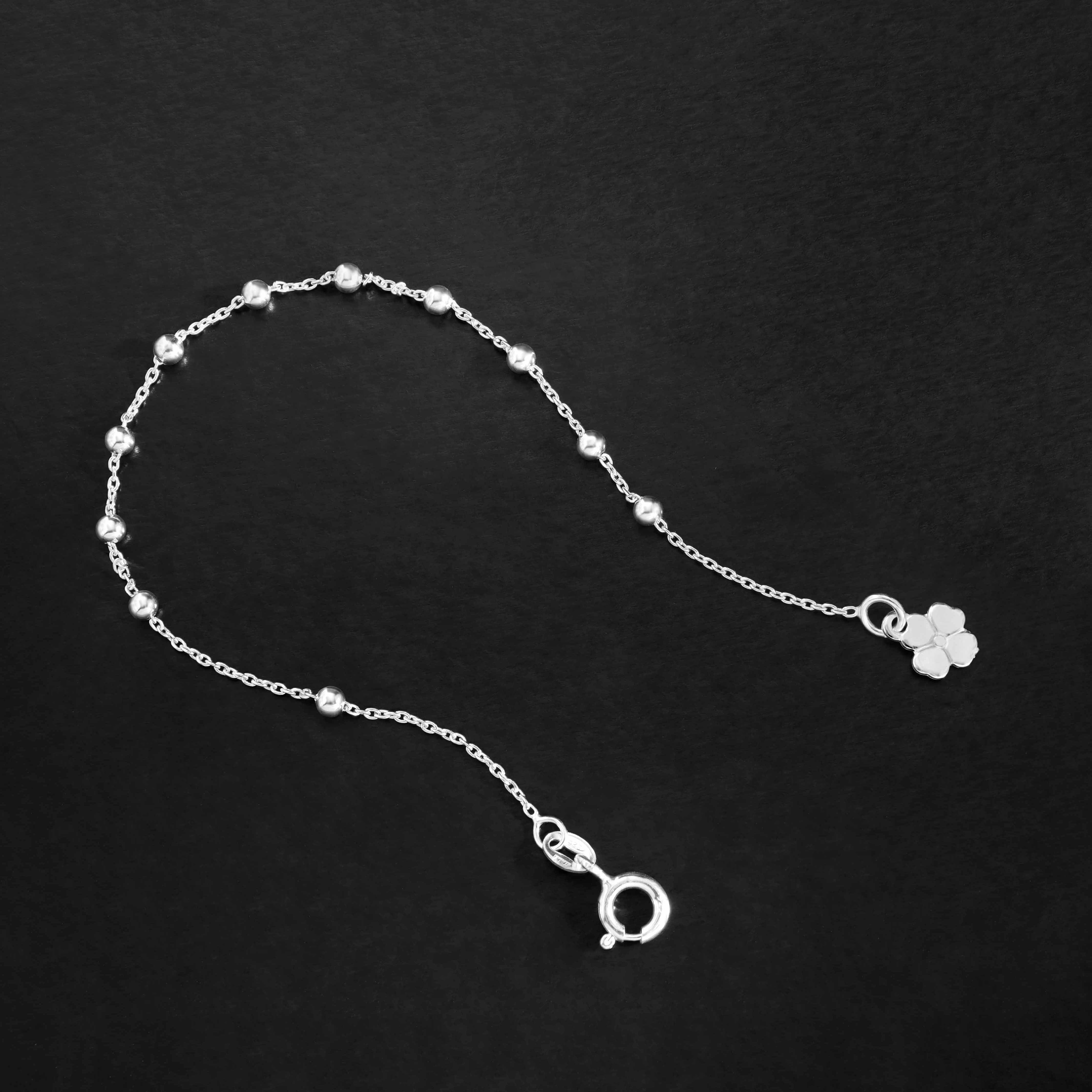 19cm Damen Silberarmband mit Kleeblatt Rosenkranz Armband 925 Silber (B603) - Taipan Schmuck