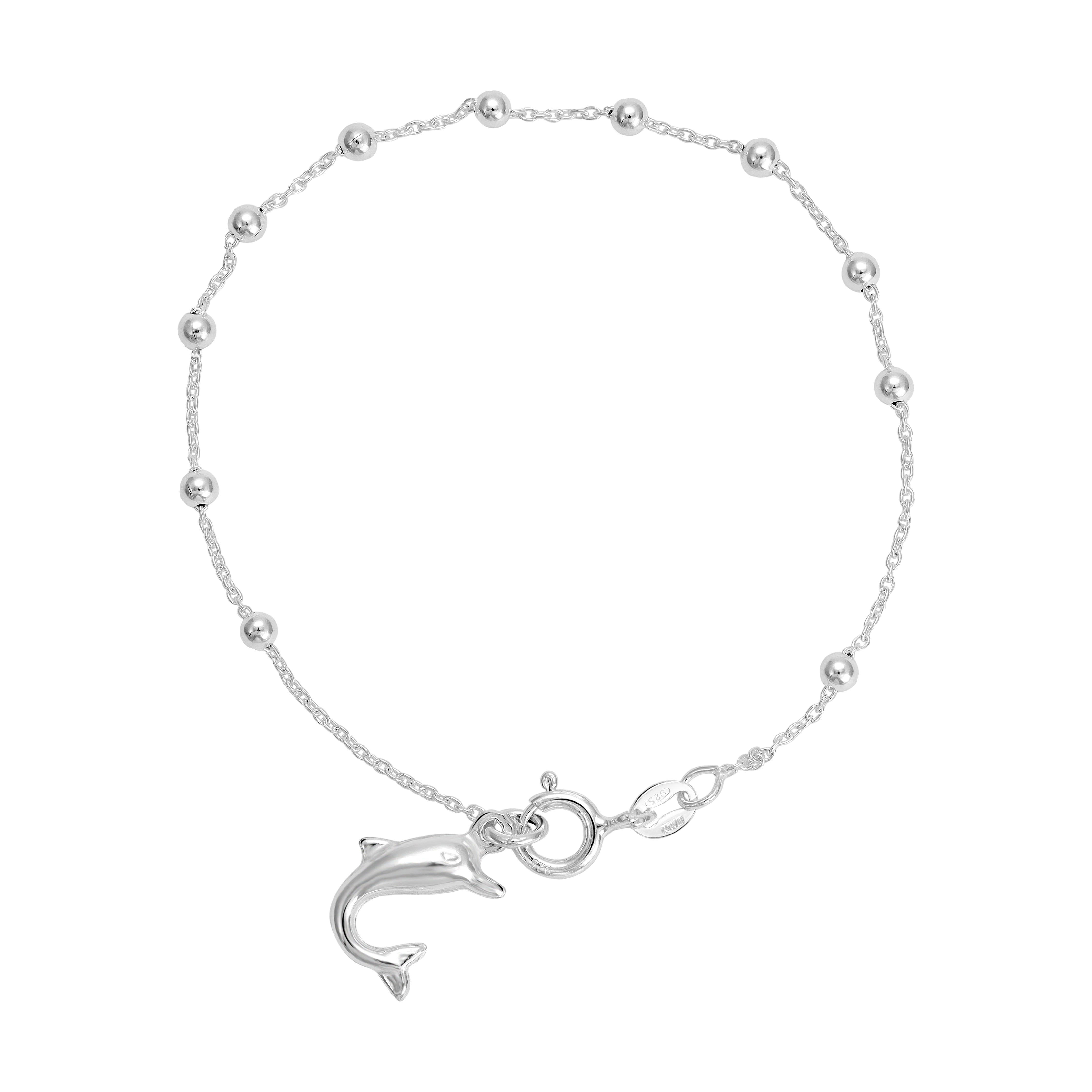 19cm Damen Silberarmband mit Delfin Rosenkranz Armband 925 Silber (B606) - Taipan Schmuck