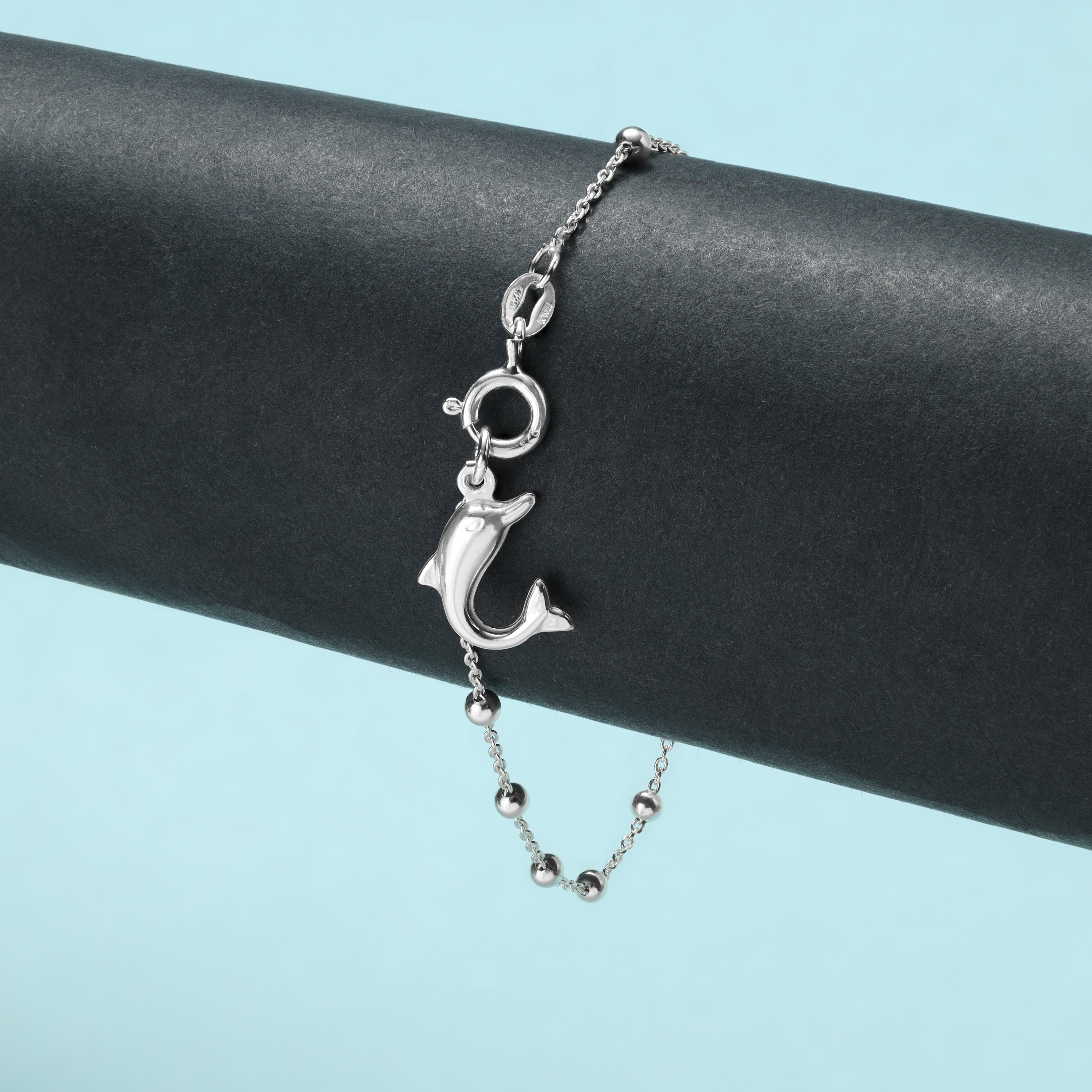 19cm Damen Silberarmband mit Delfin Rosenkranz Armband 925 Silber (B606) - Taipan Schmuck