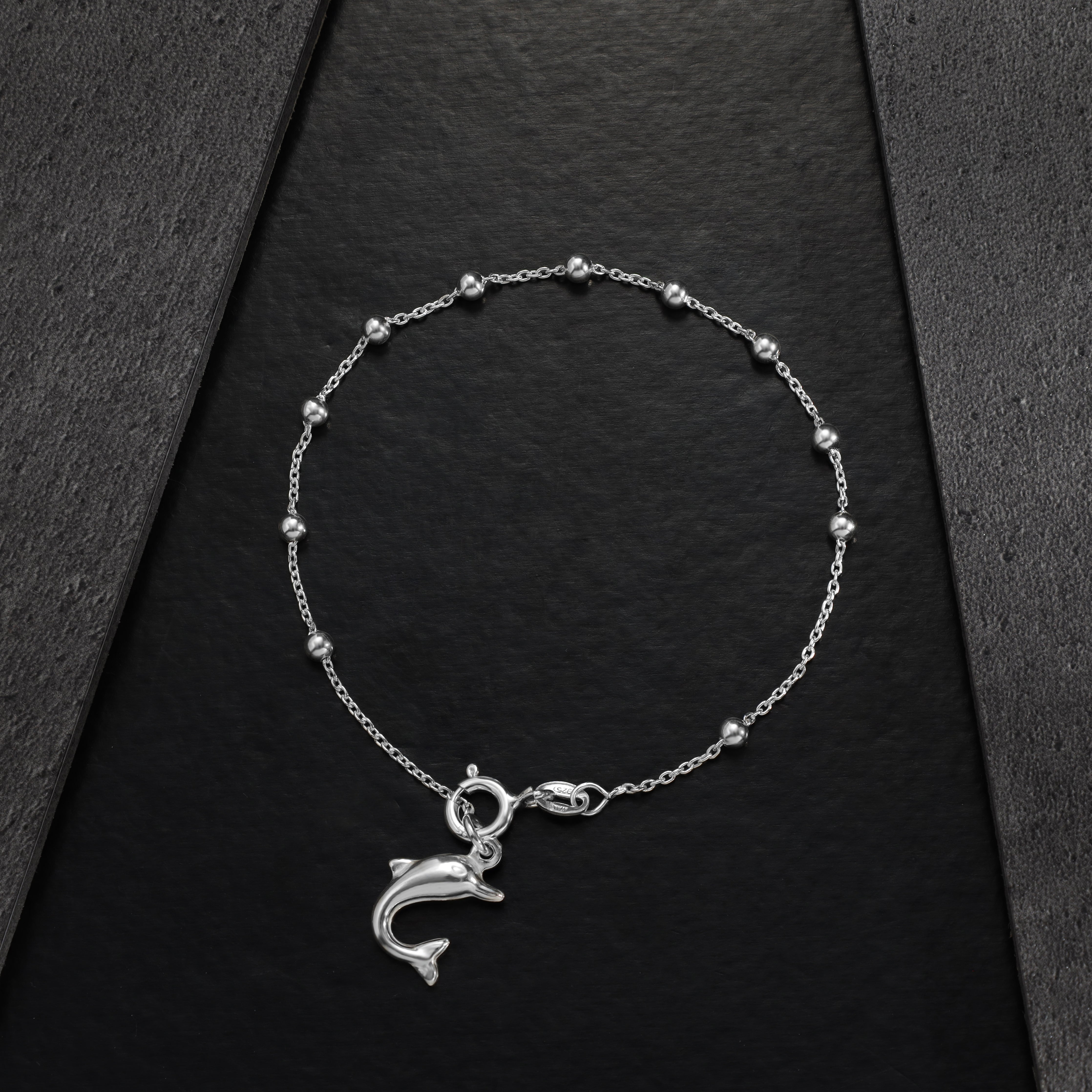 19cm Damen Silberarmband mit Delfin Rosenkranz Armband 925 Silber (B606) - Taipan Schmuck