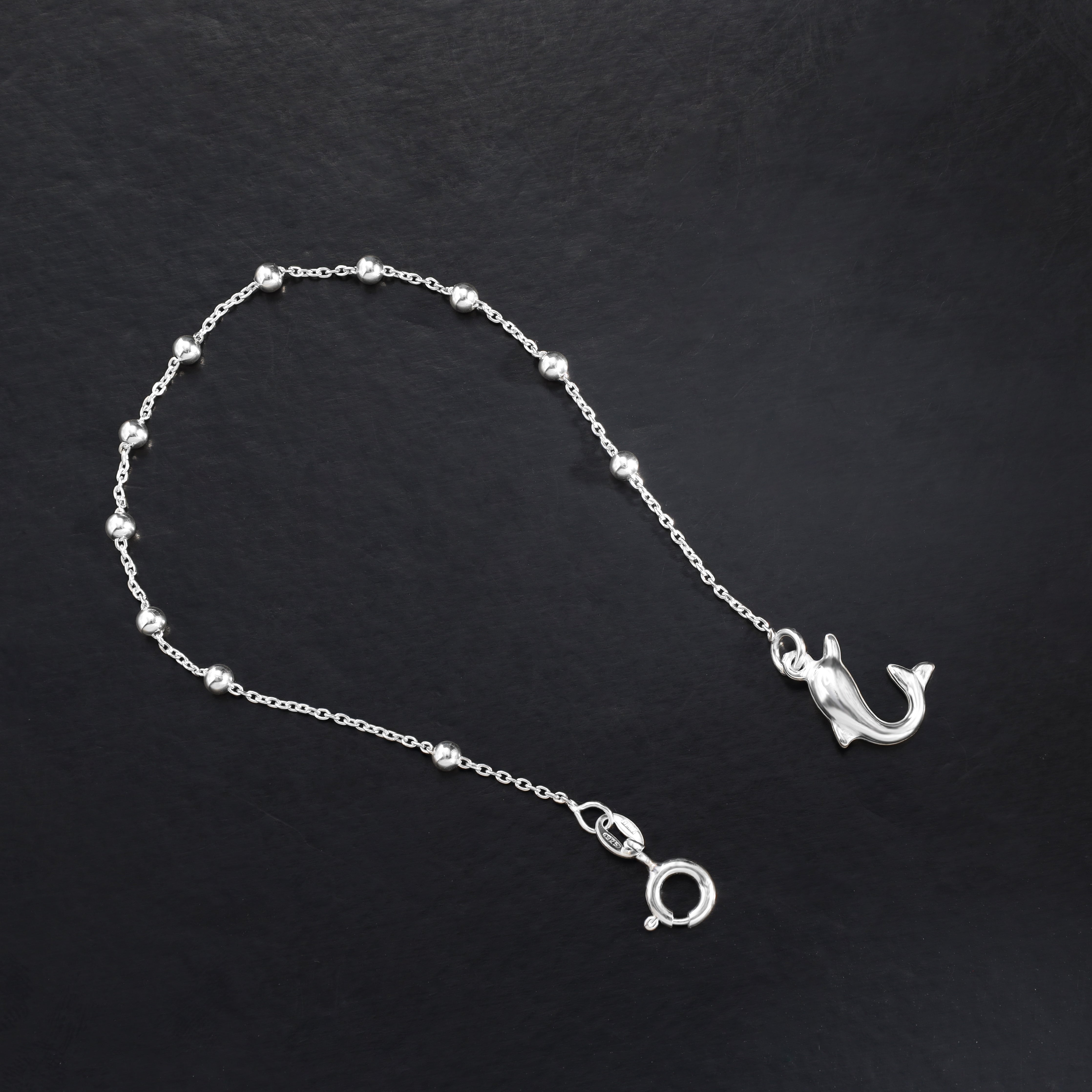 19cm Damen Silberarmband mit Delfin Rosenkranz Armband 925 Silber (B606) - Taipan Schmuck