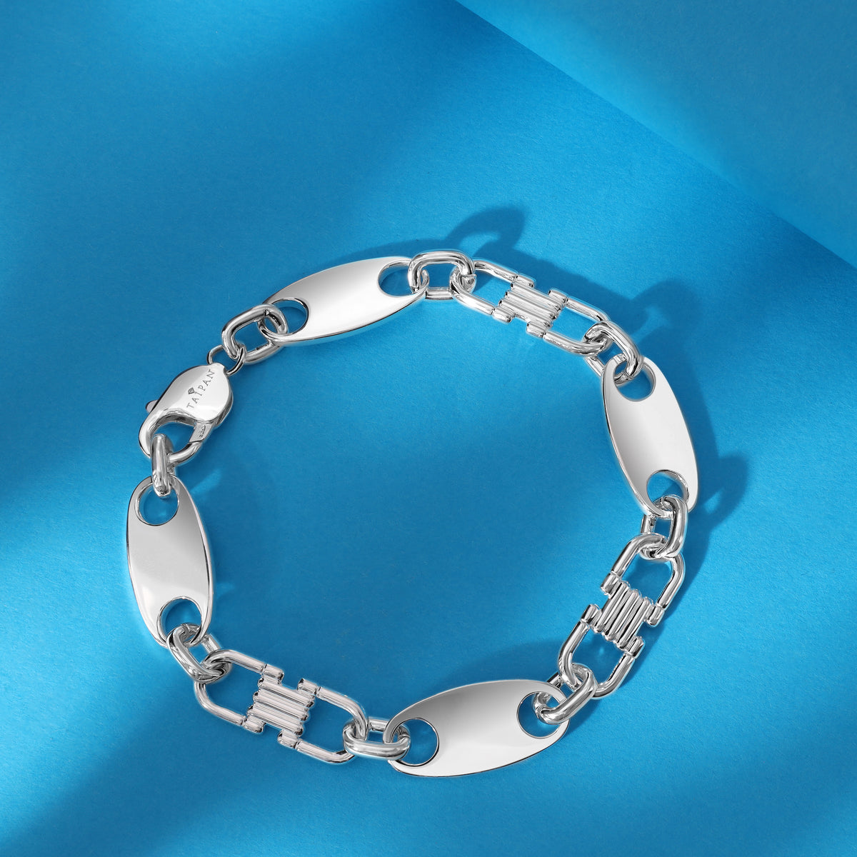 Plattenkette Armband 12mm breit 22,5cm lang 925 Sterling Silber