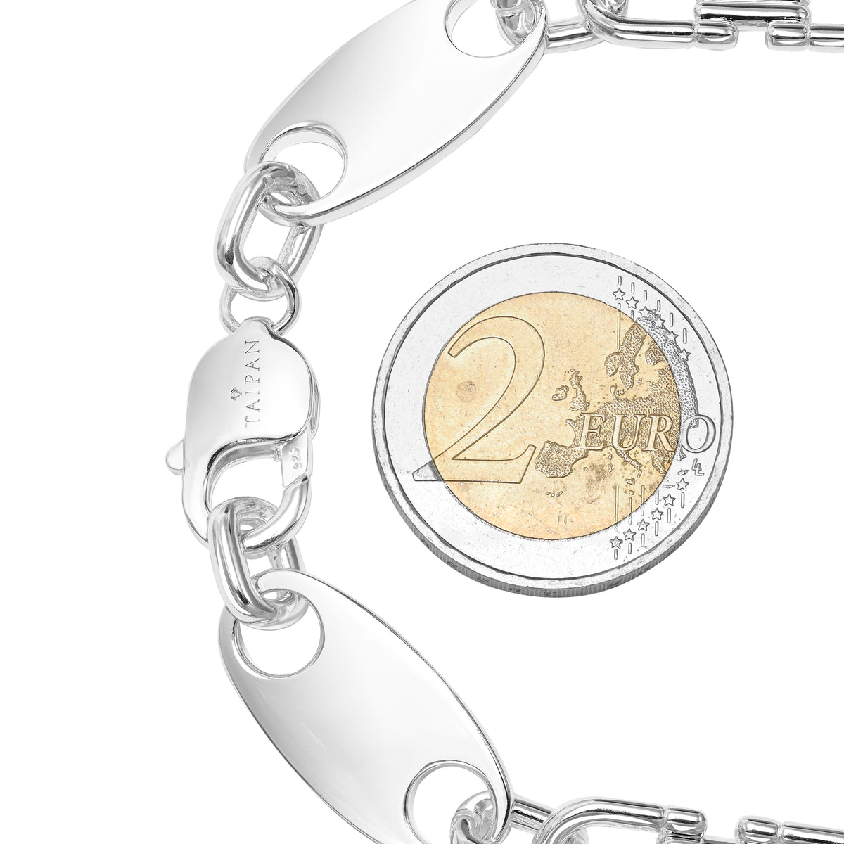 Plattenkette Armband 12mm breit 22,5cm lang 925 Sterling Silber