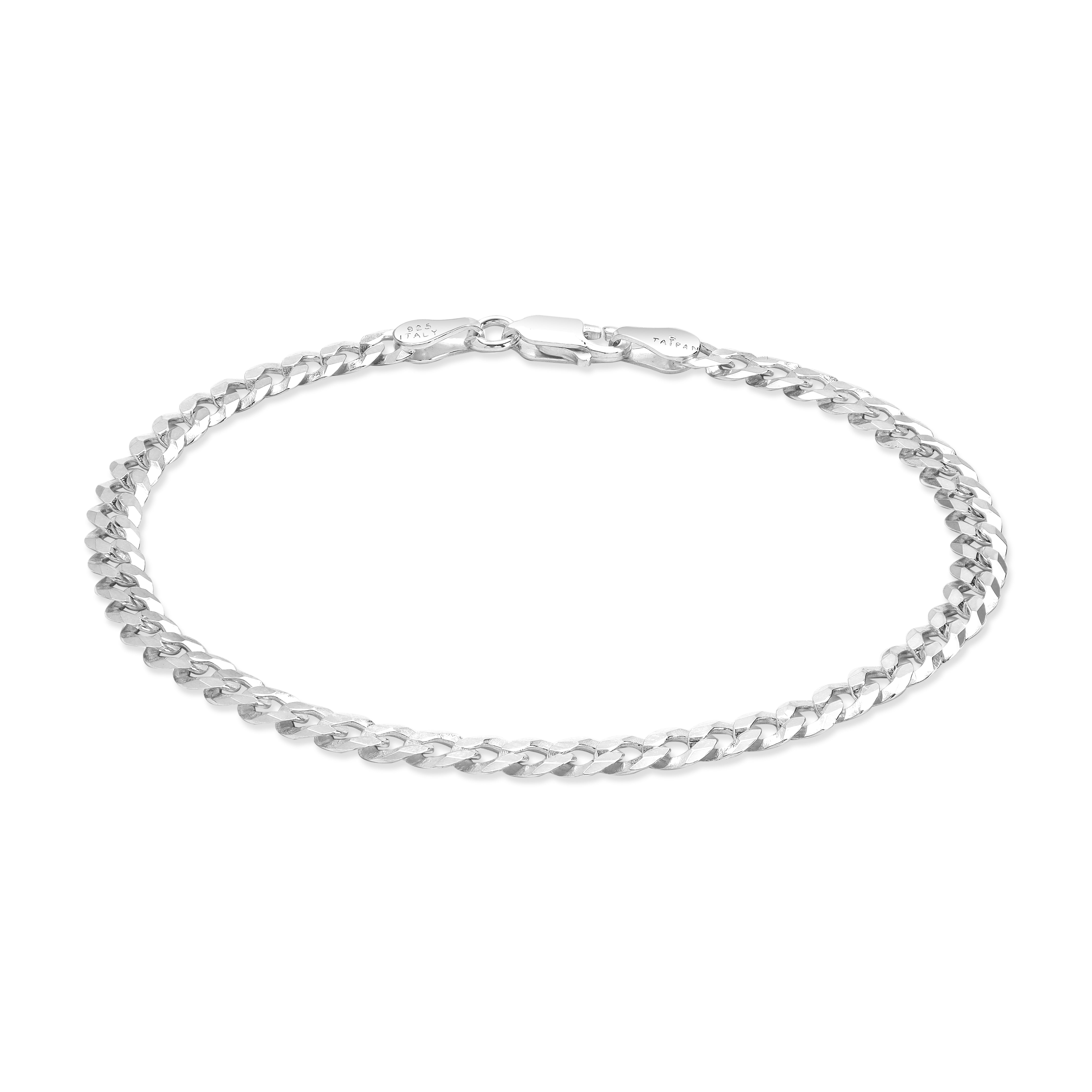4mm flache Panzerketten Armband aus 925 Sterling Silber - Taipan Schmuck