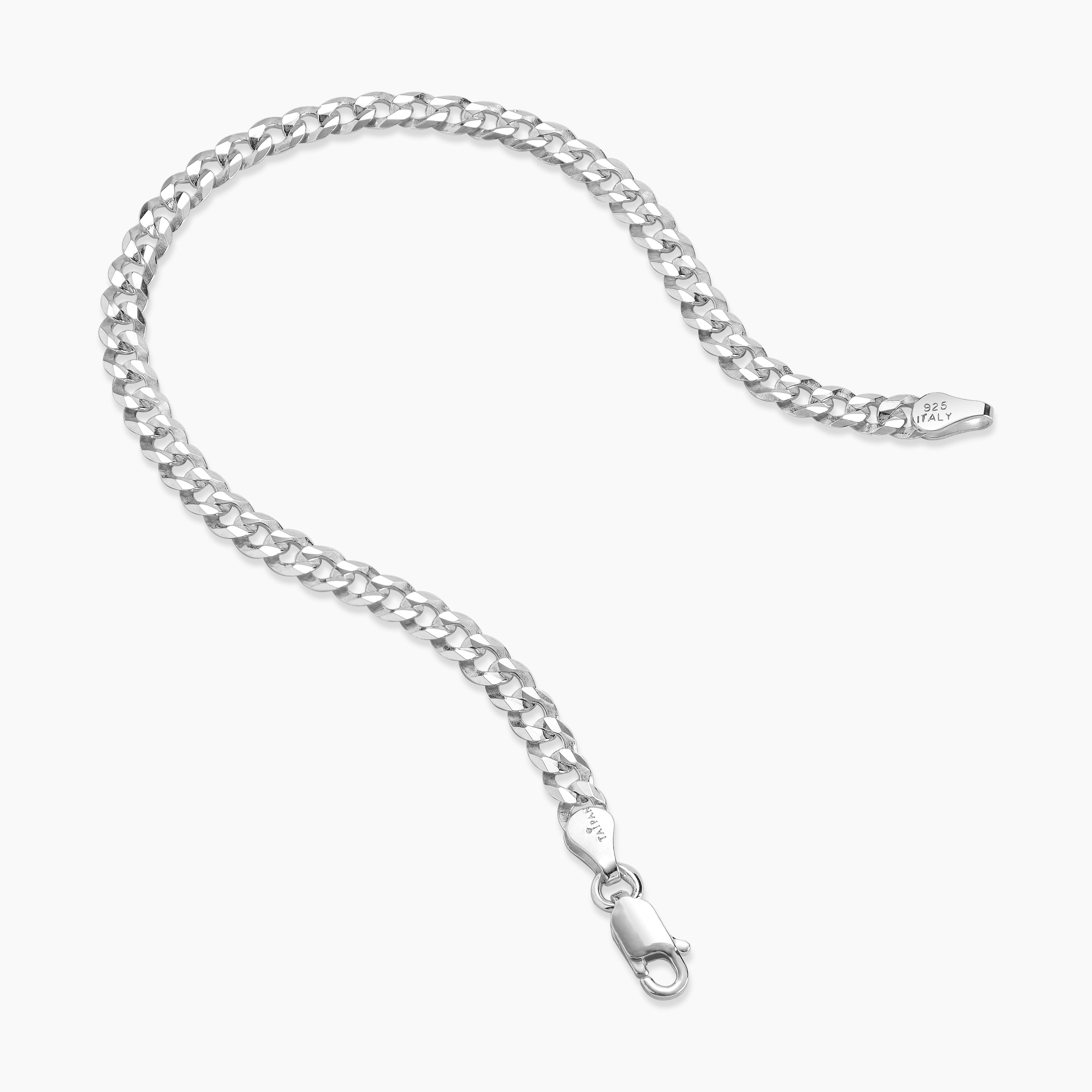 4mm flache Panzerkette Armband - 925 Silber - Taipan Schmuck