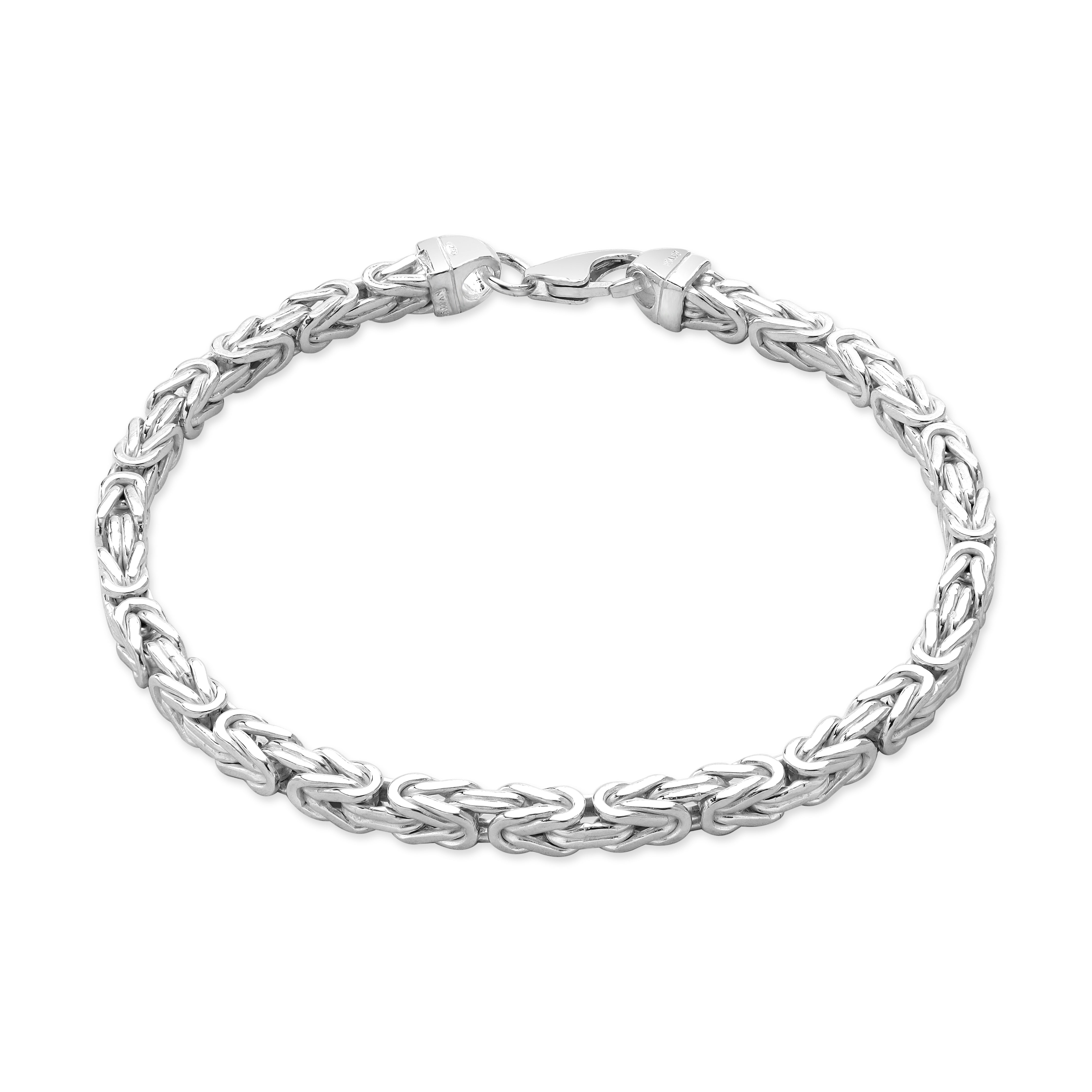 4mm Königskette Armband - 925 Silber massiv vierkant hochglanzpoliert - Taipan Schmuck