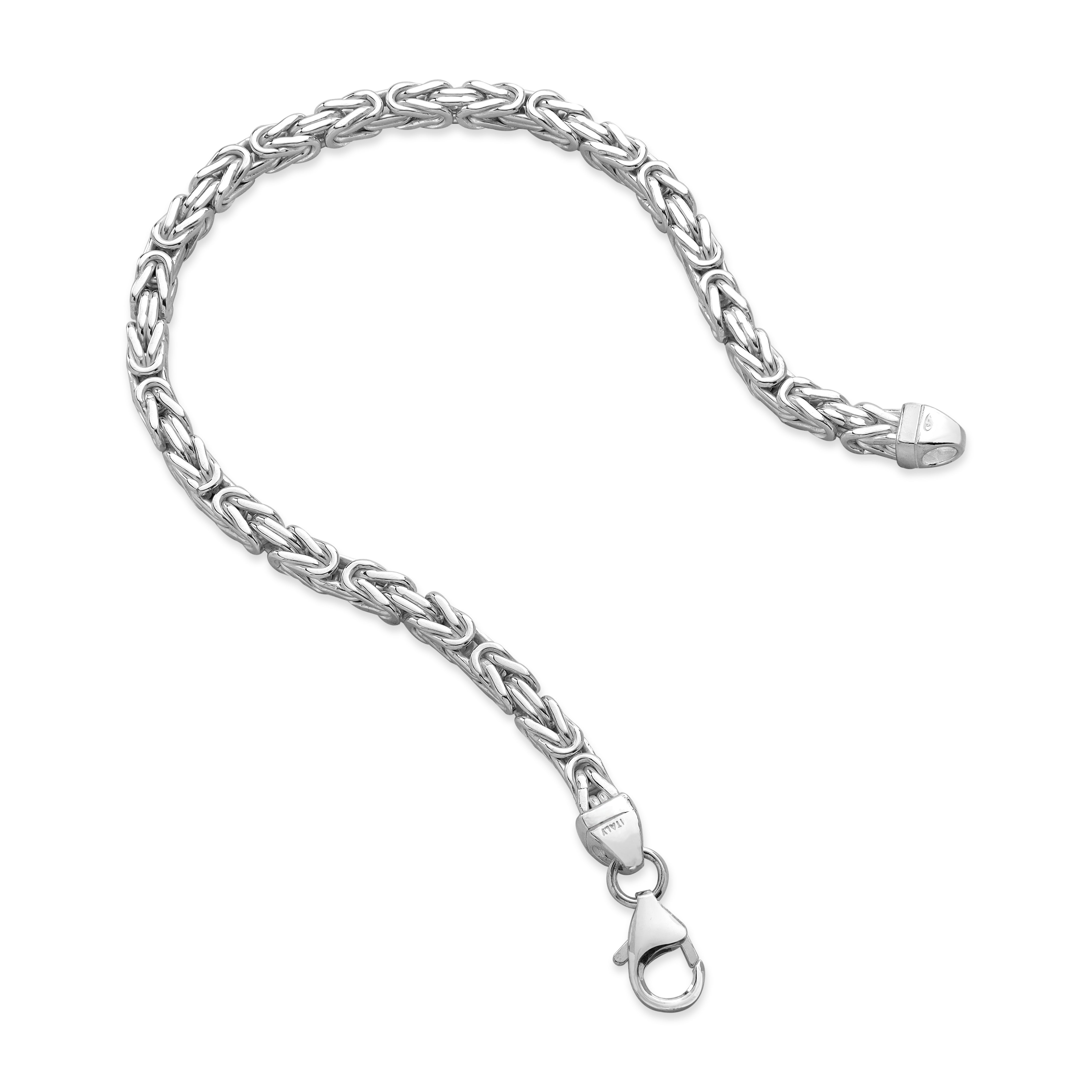 4mm Königskette Armband - 925 Silber massiv vierkant hochglanzpoliert - Taipan Schmuck
