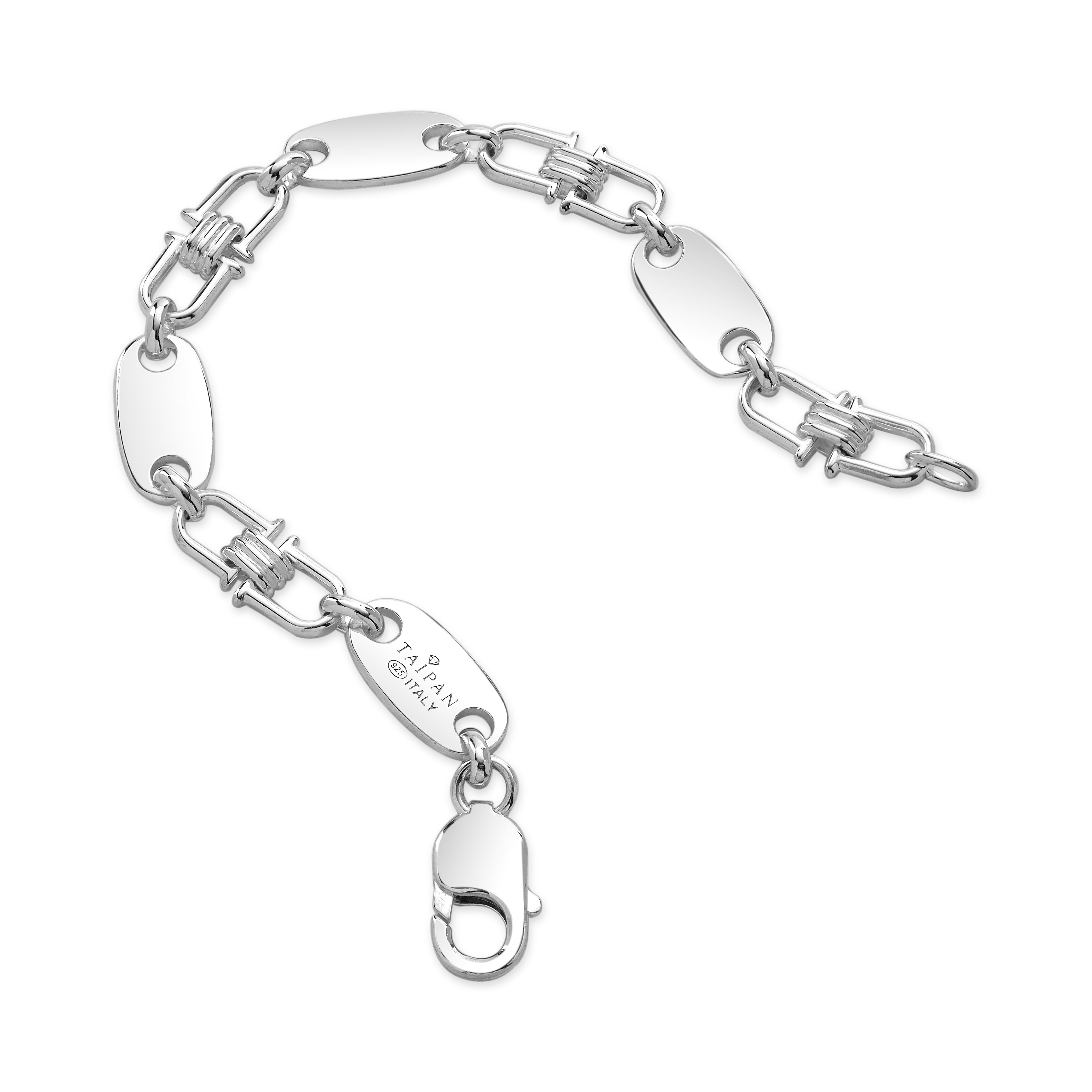 10mm Plattenkette bewegliche Steigbügelkette Armband - 925 Silber - Taipan Schmuck