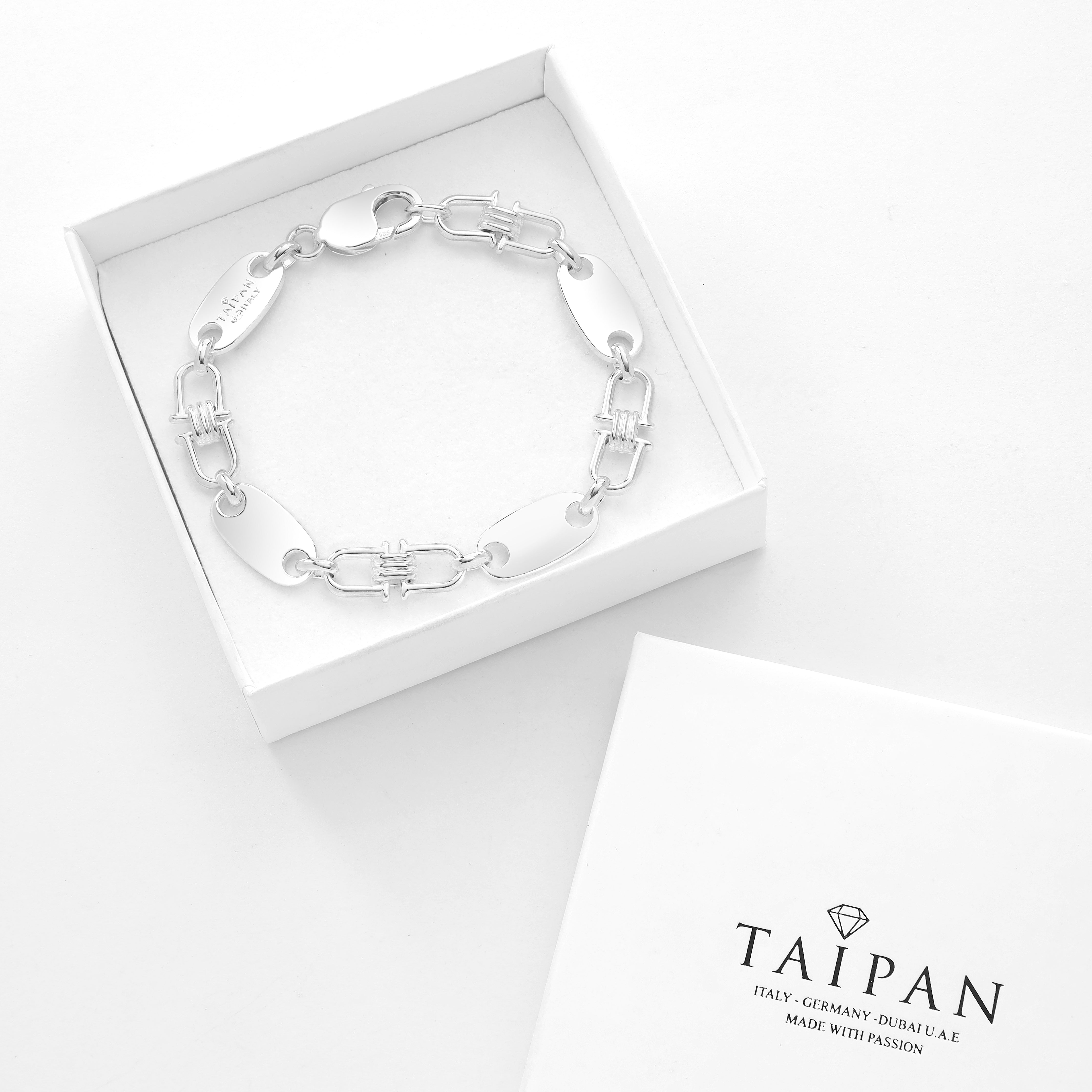 Plattenkette Armband 10mm - 925 Silber - Taipan Schmuck