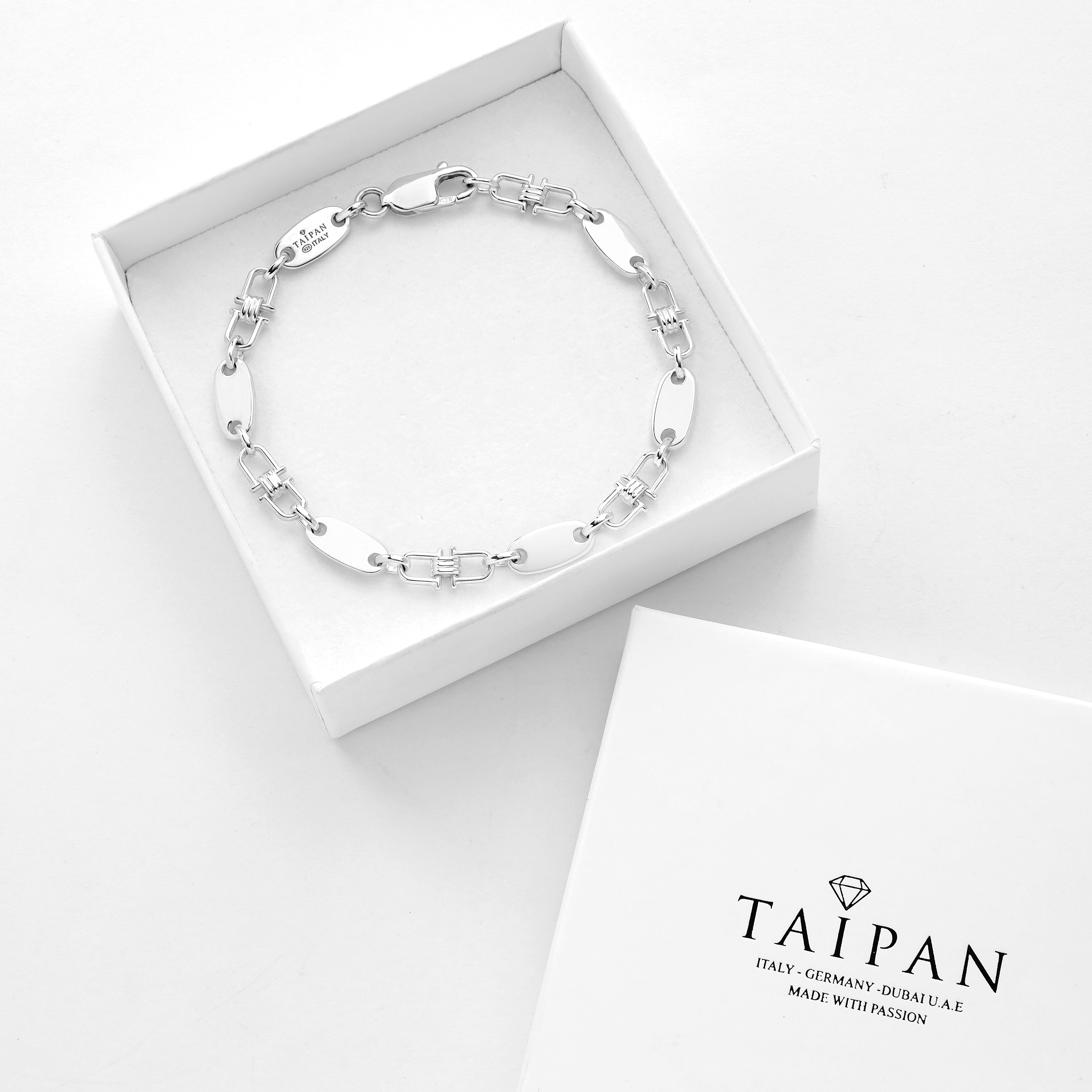 Plattenkette Armband 6mm - 925 Silber - Taipan Schmuck