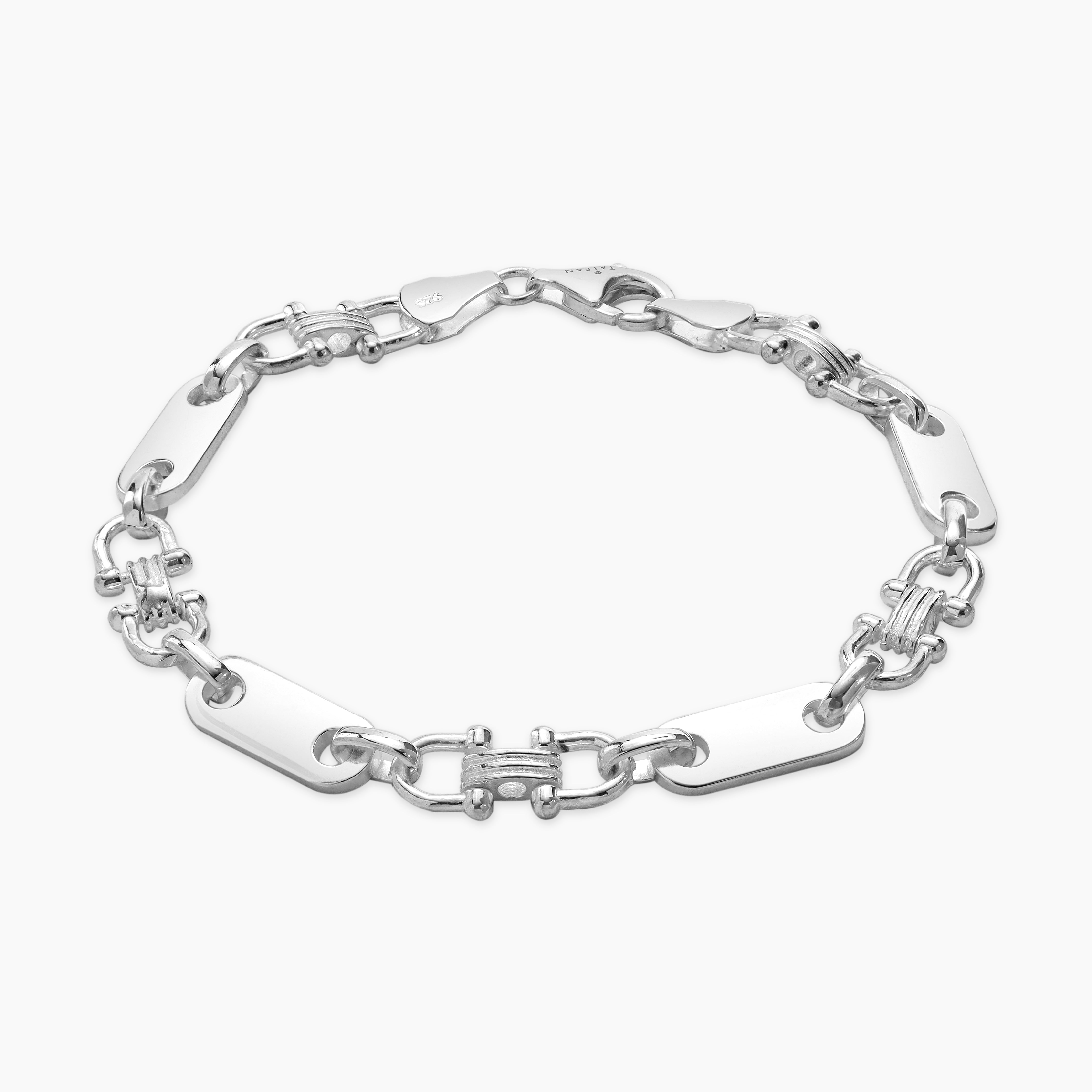 Plattenkette Armband Steigbügelkette 7,8mm breit aus 925 Sterling Silber - Taipan Schmuck