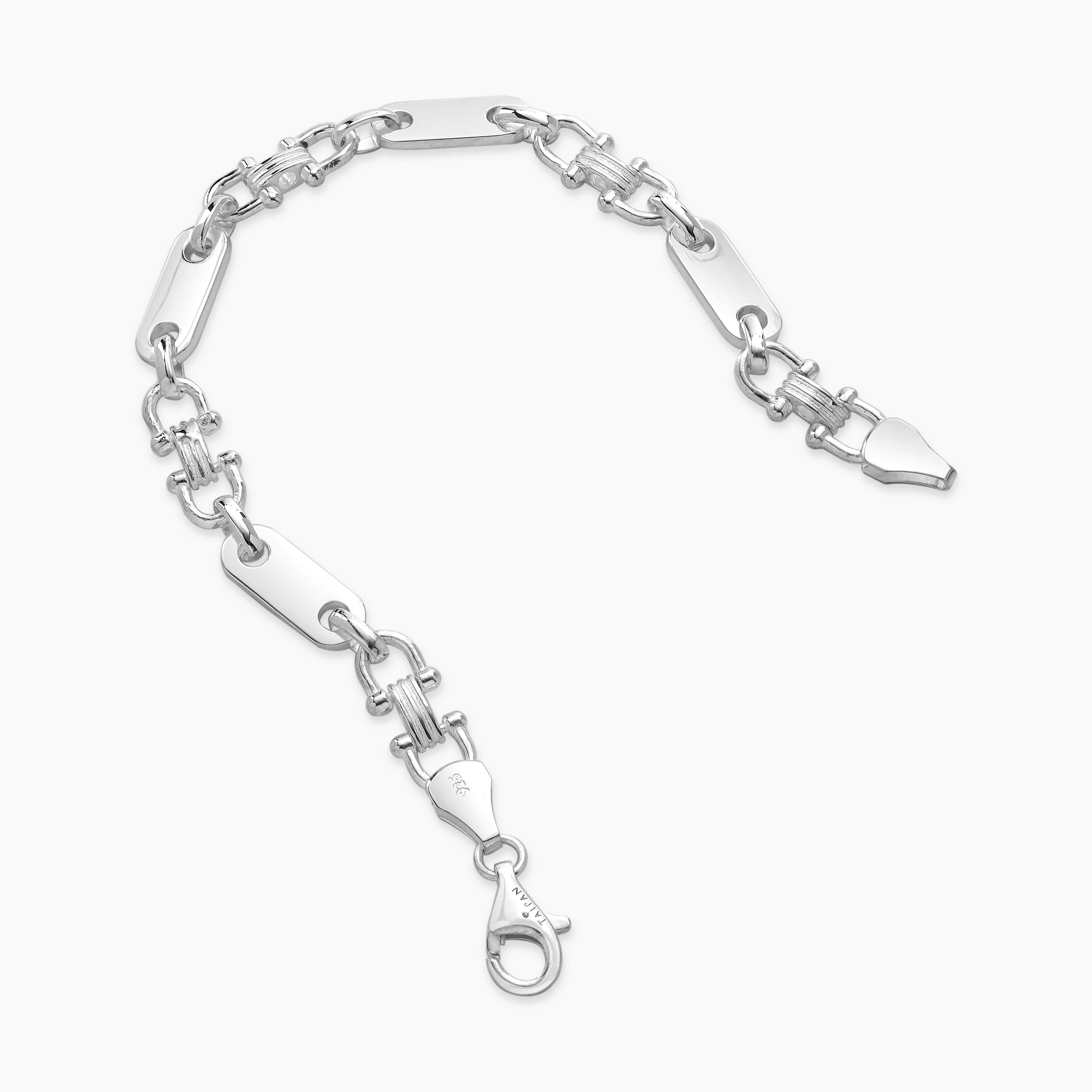 Plattenkette Armband Steigbügelkette 7,8mm breit aus 925 Sterling Silber - Taipan Schmuck