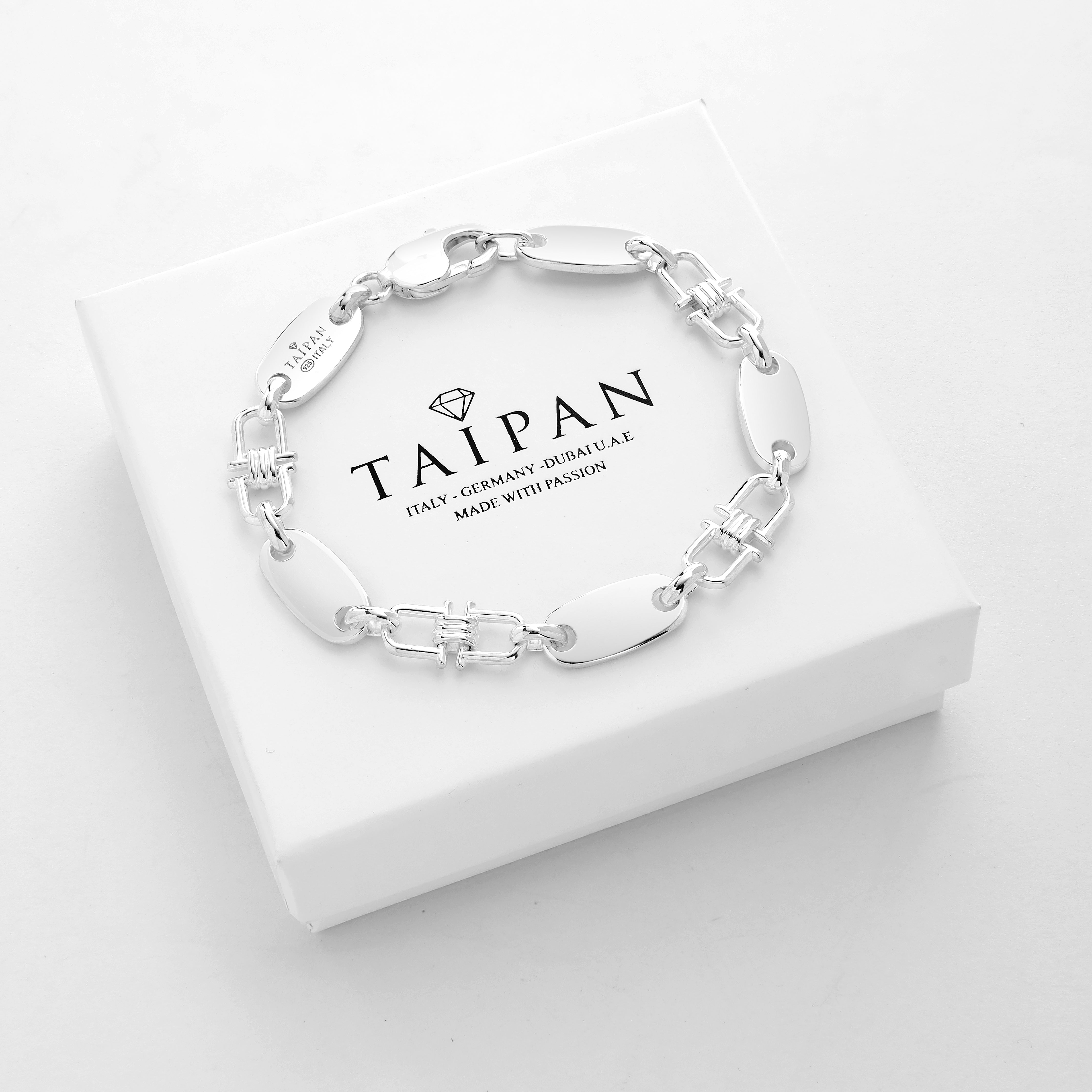 Plattenkette Armband 8mm - 925 Silber - Taipan Schmuck