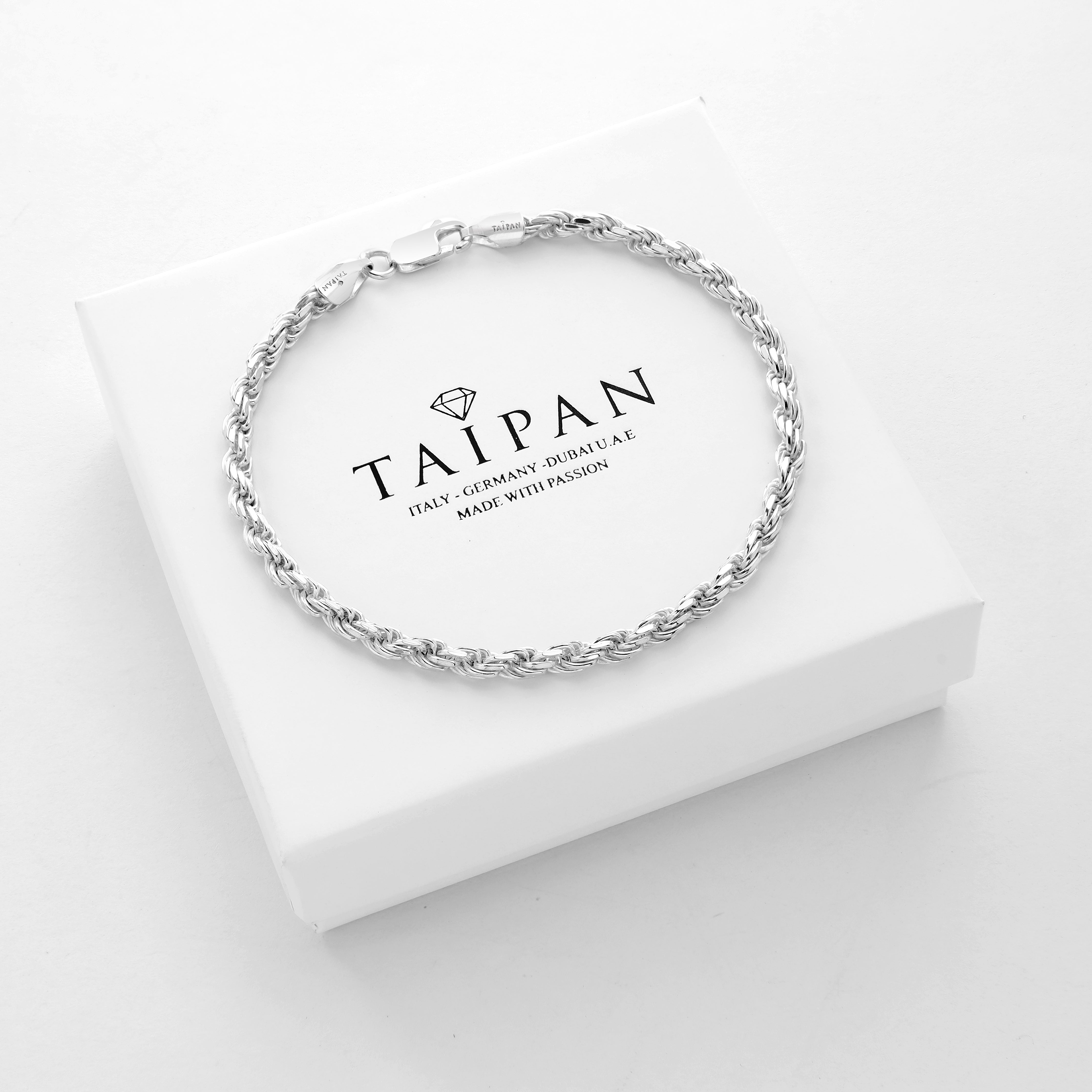 Cord chain rope chain bracelet 3.5mm - 925 silver
