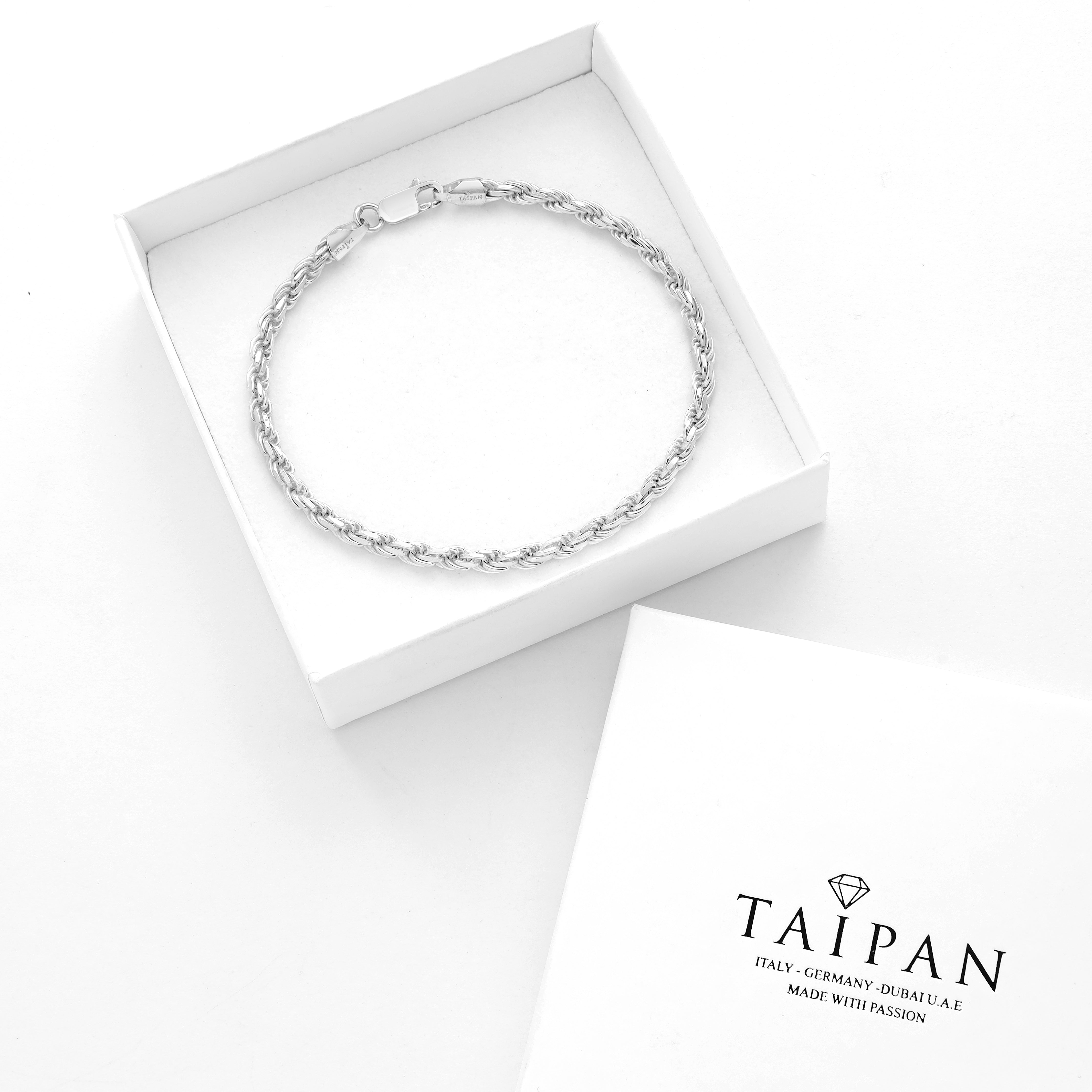 Cord chain rope chain bracelet 3.5mm - 925 silver