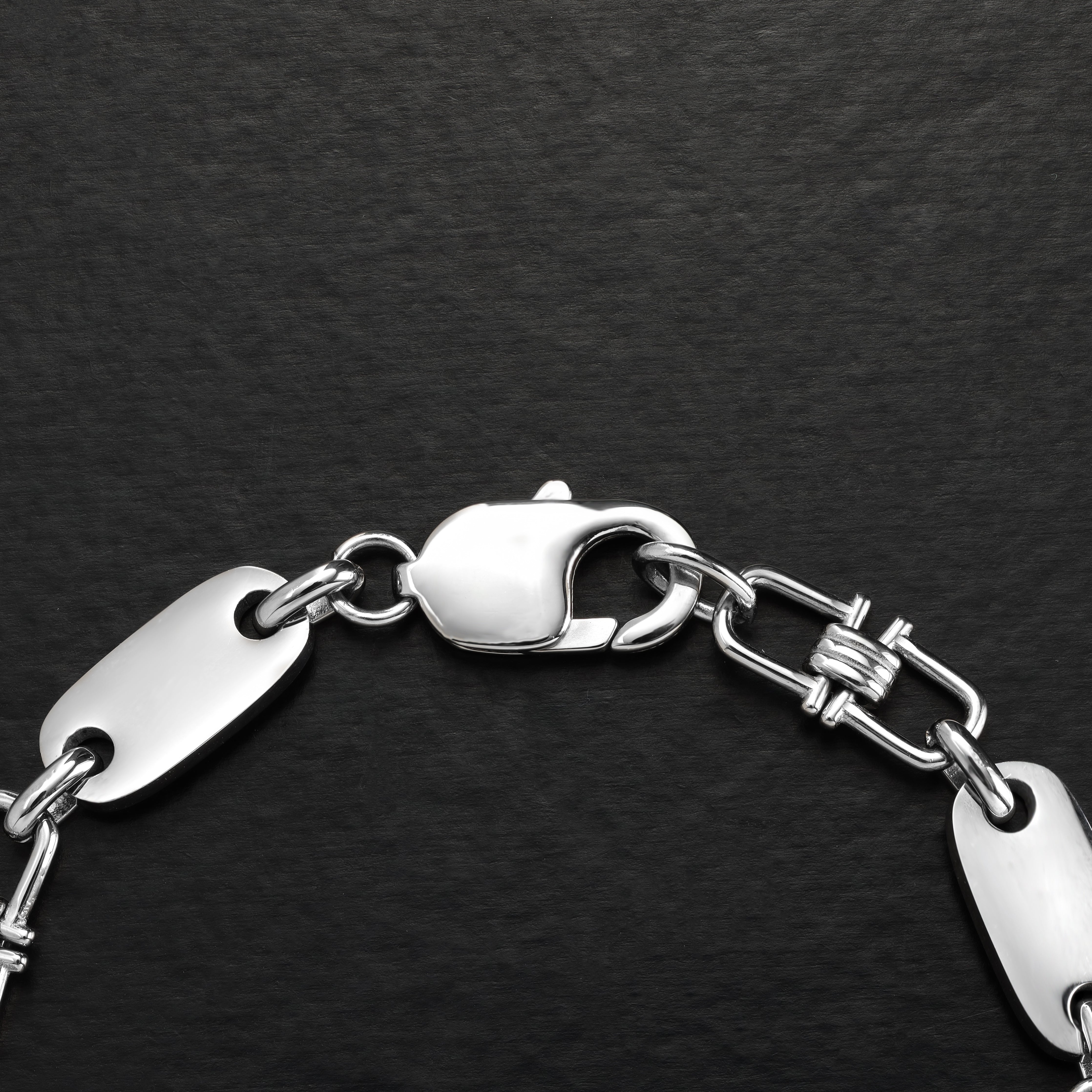 Plattenkette Armband mit beweglichen Steigbügeln 8,5mm breit aus Edelstahl - Taipan Schmuck
