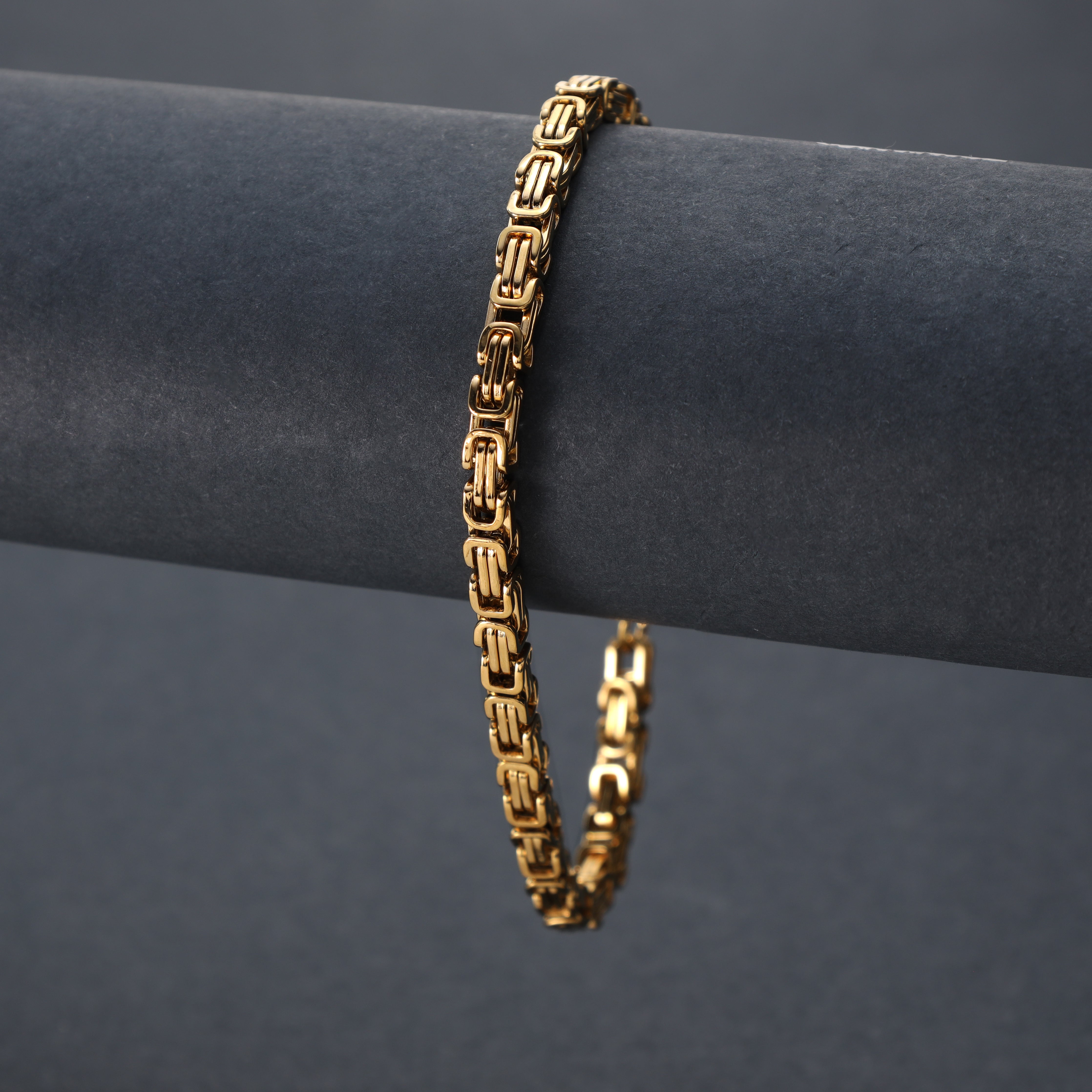 4mm Königskette Armband 21cm aus Edelstahl 18K vergoldet - Taipan Schmuck