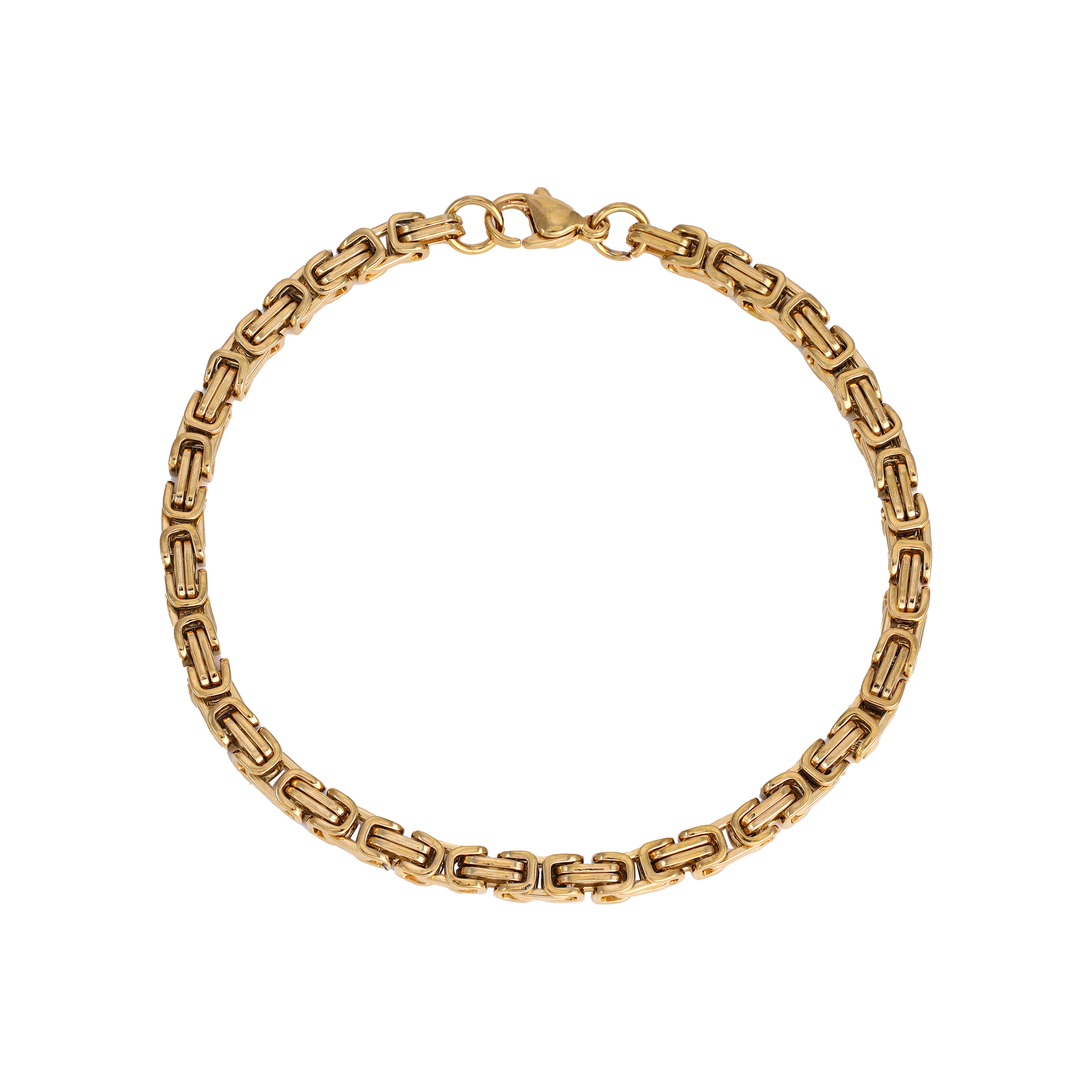 4mm Königskette Armband 21cm aus Edelstahl 18K vergoldet - Taipan Schmuck