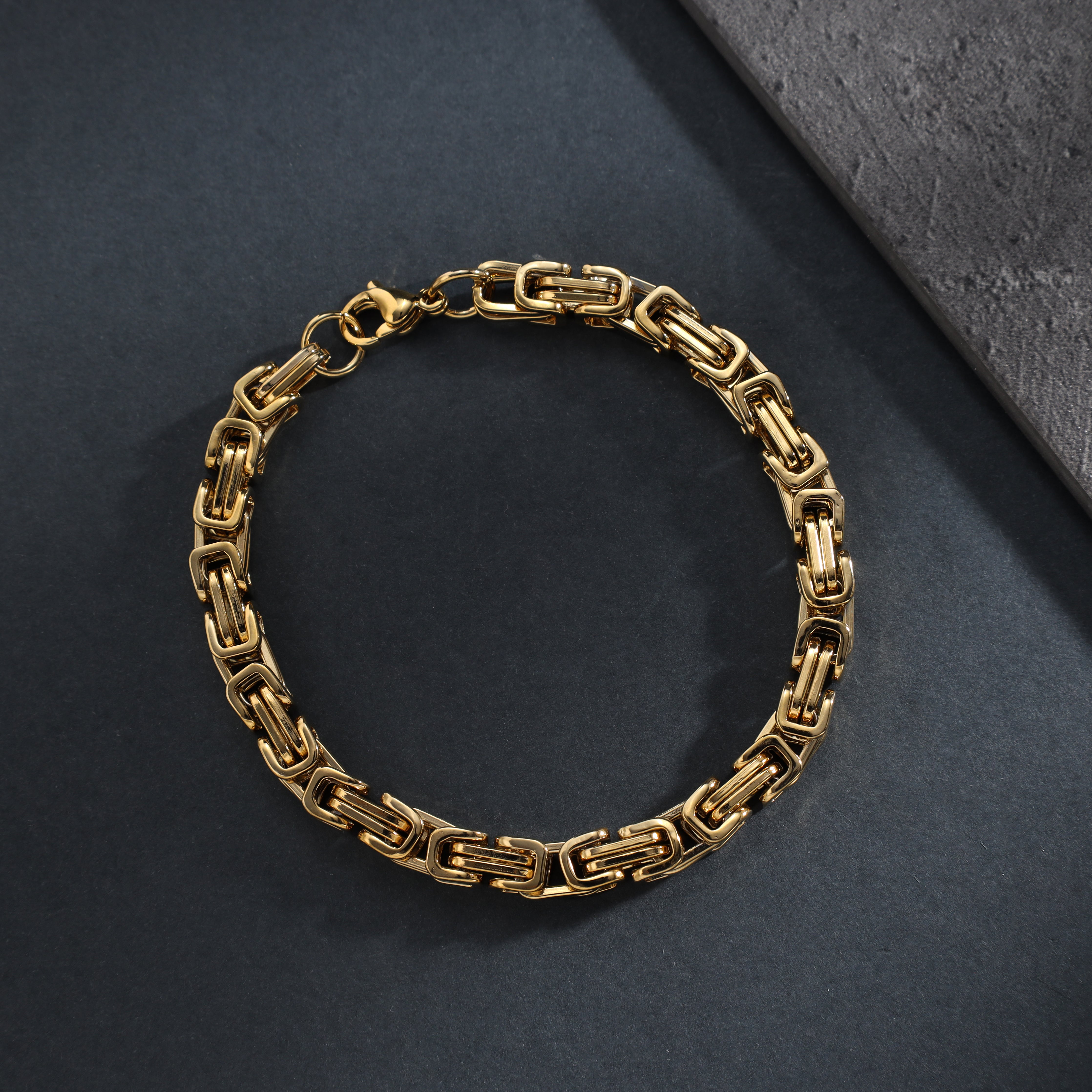 6mm Königskette Armband 21cm aus Edelstahl 18K vergoldet - Taipan Schmuck