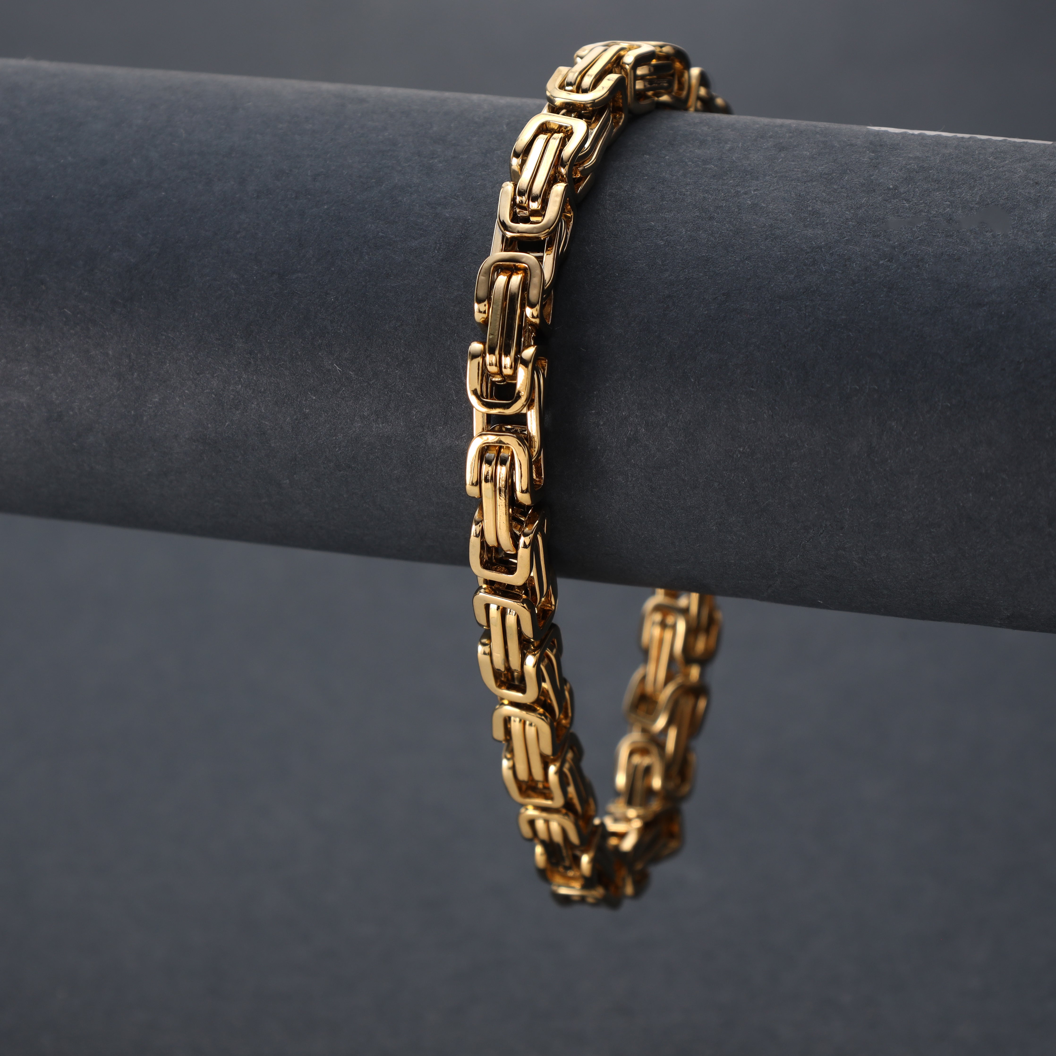 6mm Königskette Armband 21cm aus Edelstahl 18K vergoldet - Taipan Schmuck