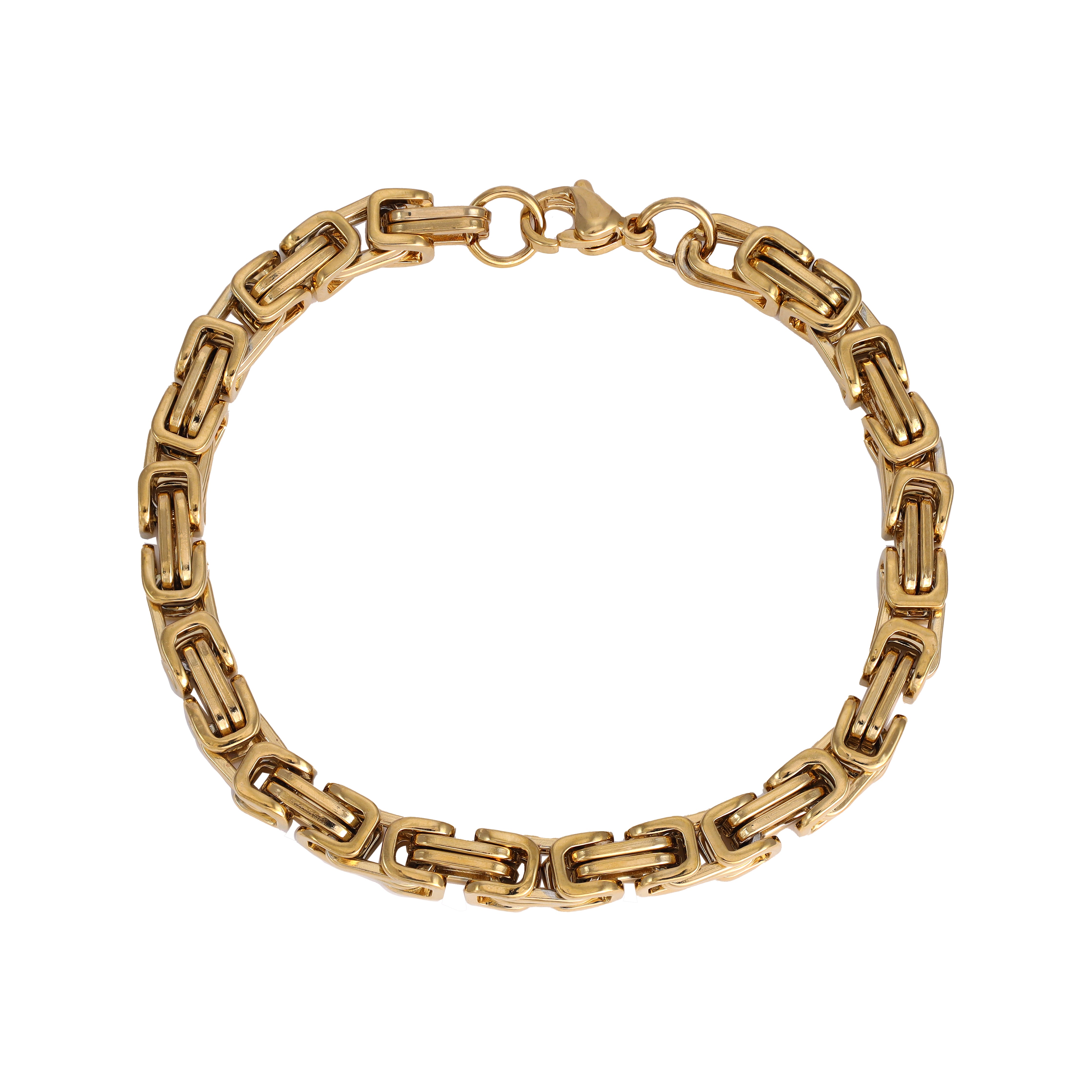 6mm Königskette Armband 21cm aus Edelstahl 18K vergoldet - Taipan Schmuck