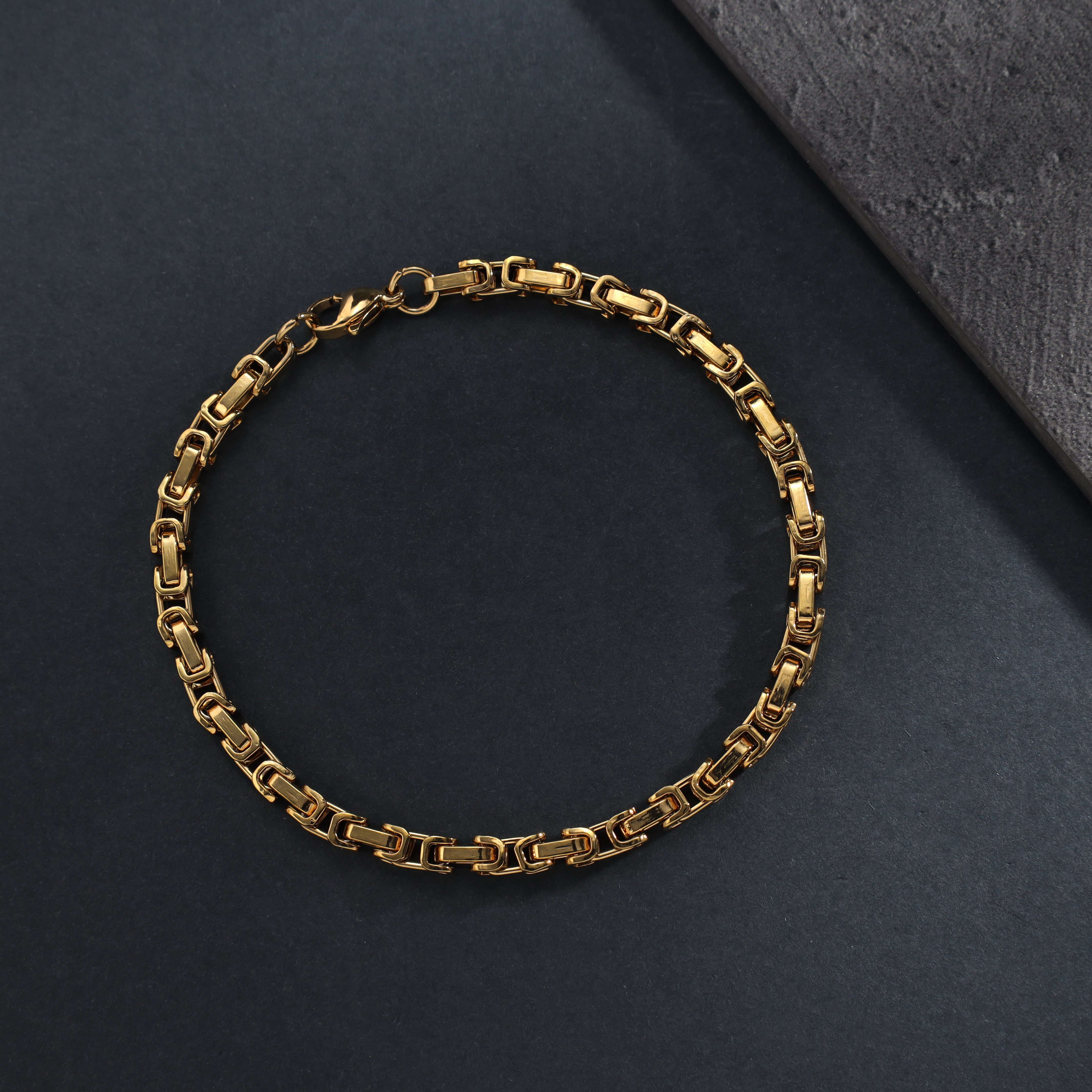 4mm Königskette Armband 22cm aus Edelstahl 18K vergoldet - Taipan Schmuck