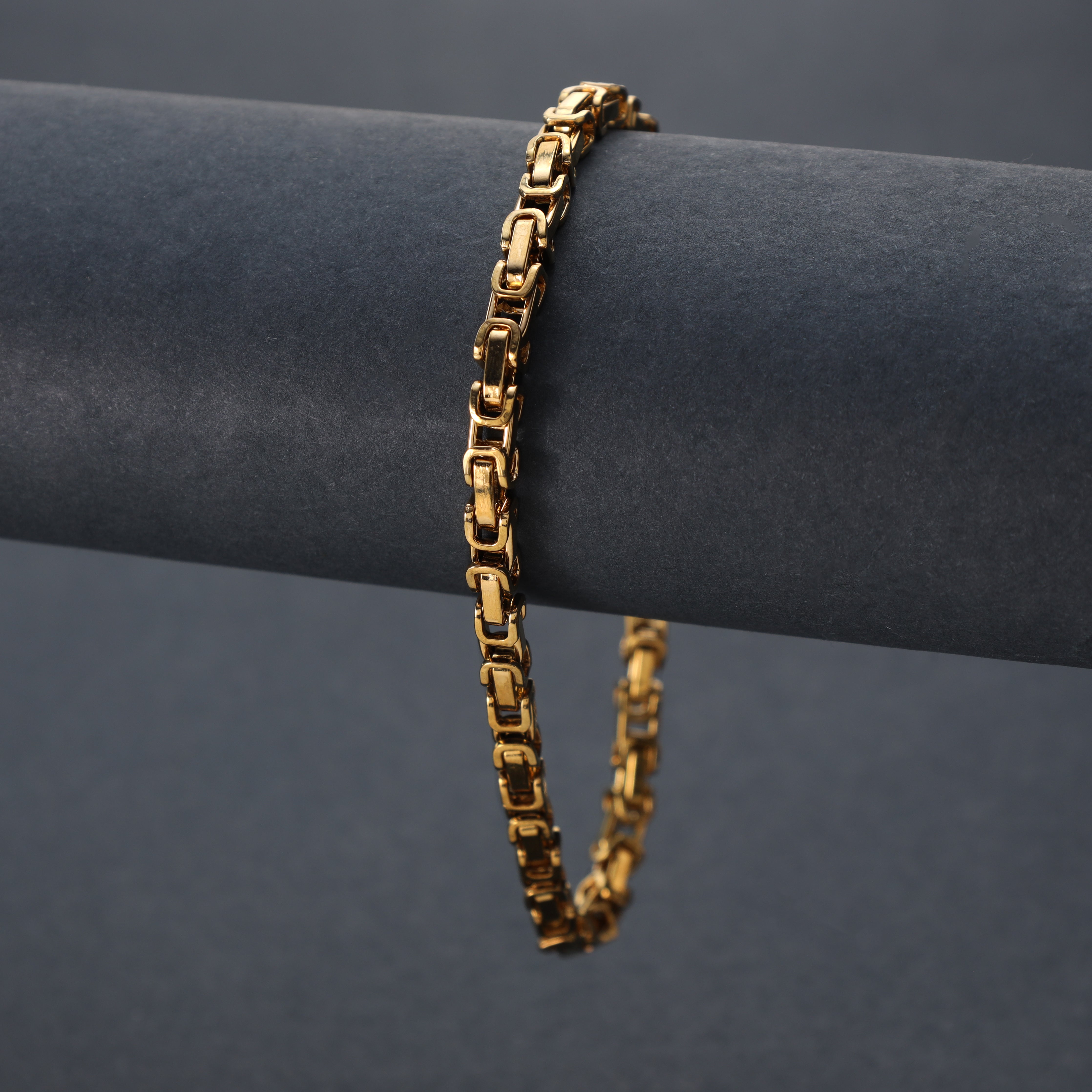 4mm Königskette Armband 22cm aus Edelstahl 18K vergoldet - Taipan Schmuck