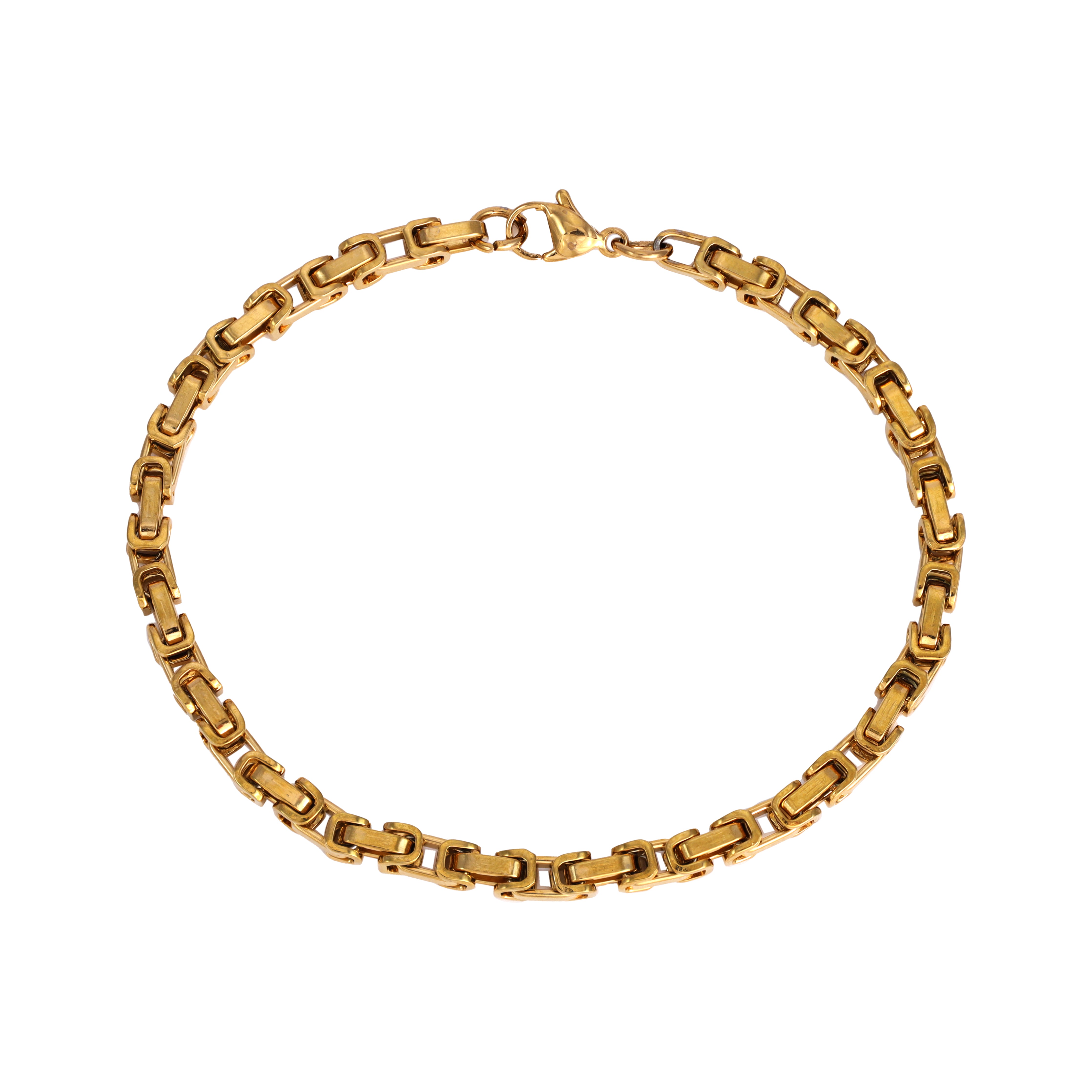 4mm Königskette Armband 22cm aus Edelstahl 18K vergoldet - Taipan Schmuck