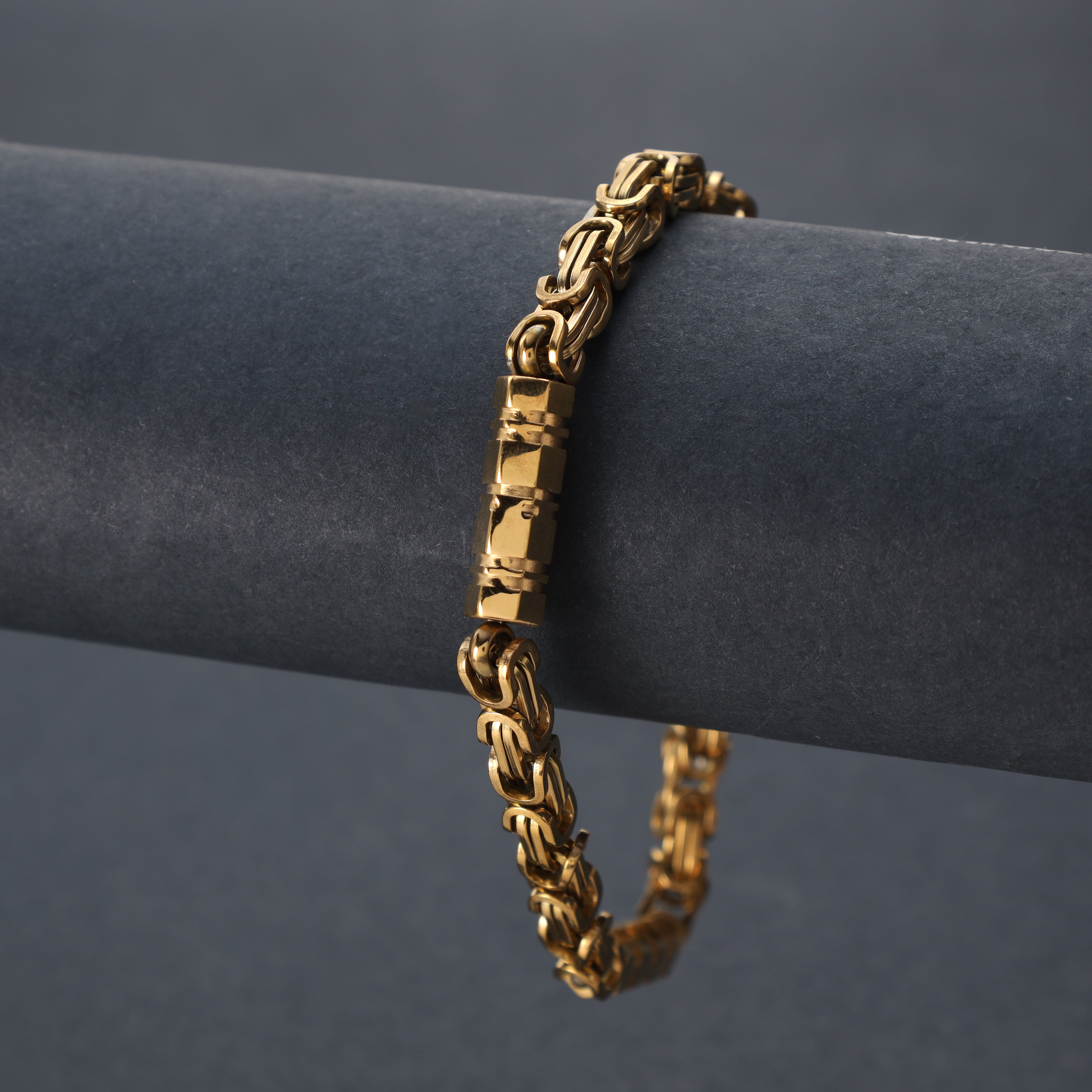 6mm Königskette + Montecarlo Armband 21cm aus Edelstahl 18K vergoldet - Taipan Schmuck