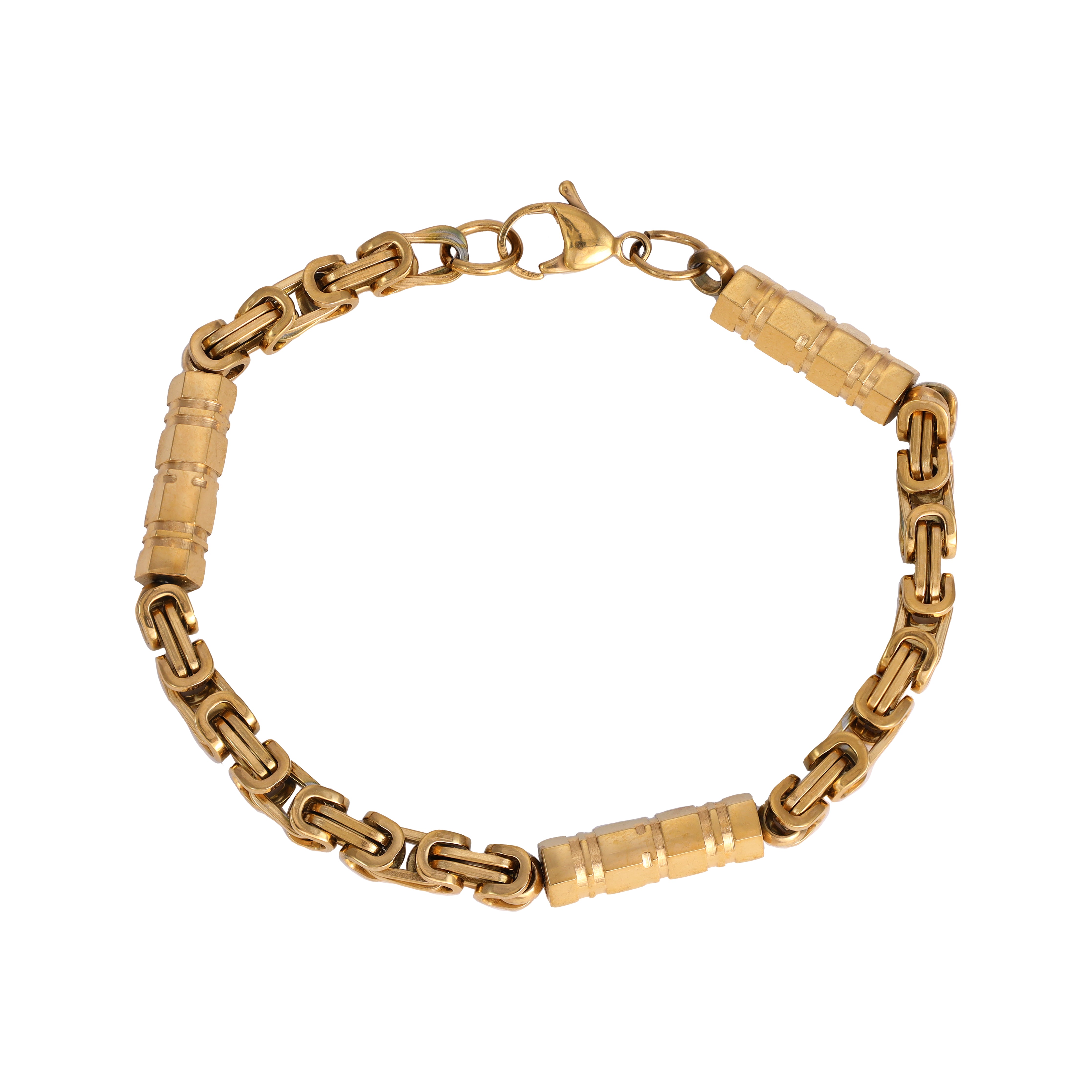 6mm Königskette + Montecarlo Armband 21cm aus Edelstahl 18K vergoldet - Taipan Schmuck