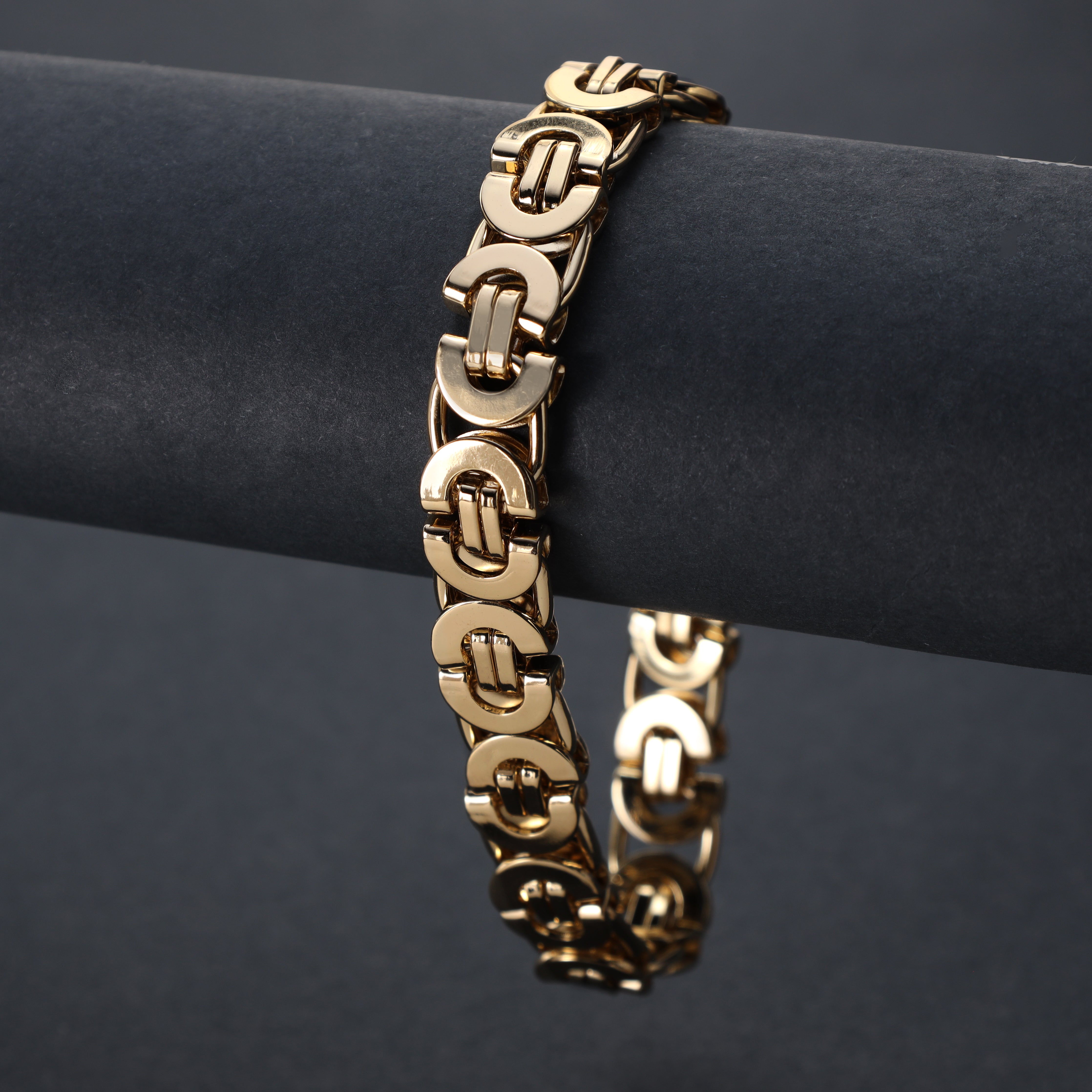 11mm Etrusker Armband 23cm aus Edelstahl 18K vergoldet - Taipan Schmuck