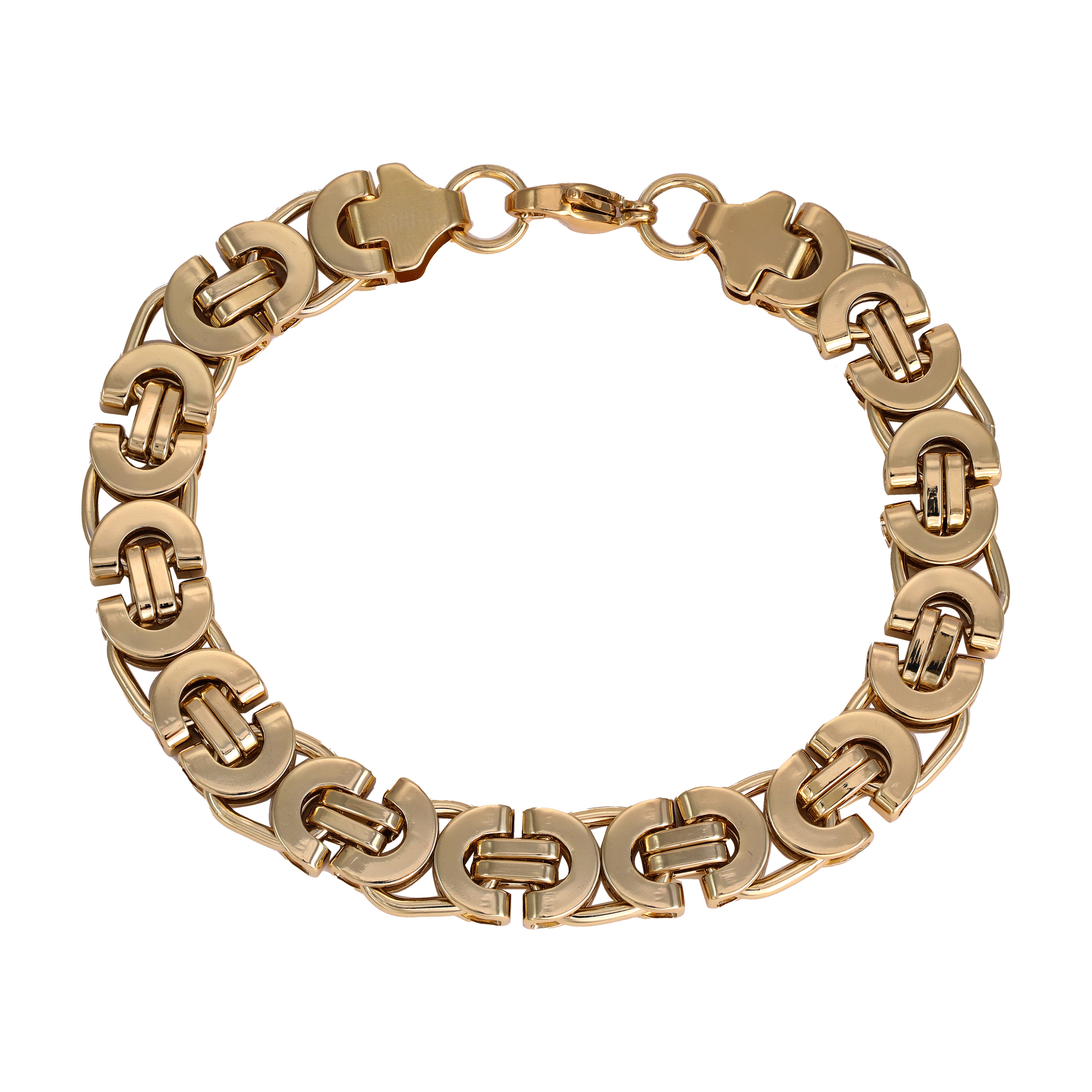 11mm Etrusker Armband 23cm aus Edelstahl 18K vergoldet - Taipan Schmuck