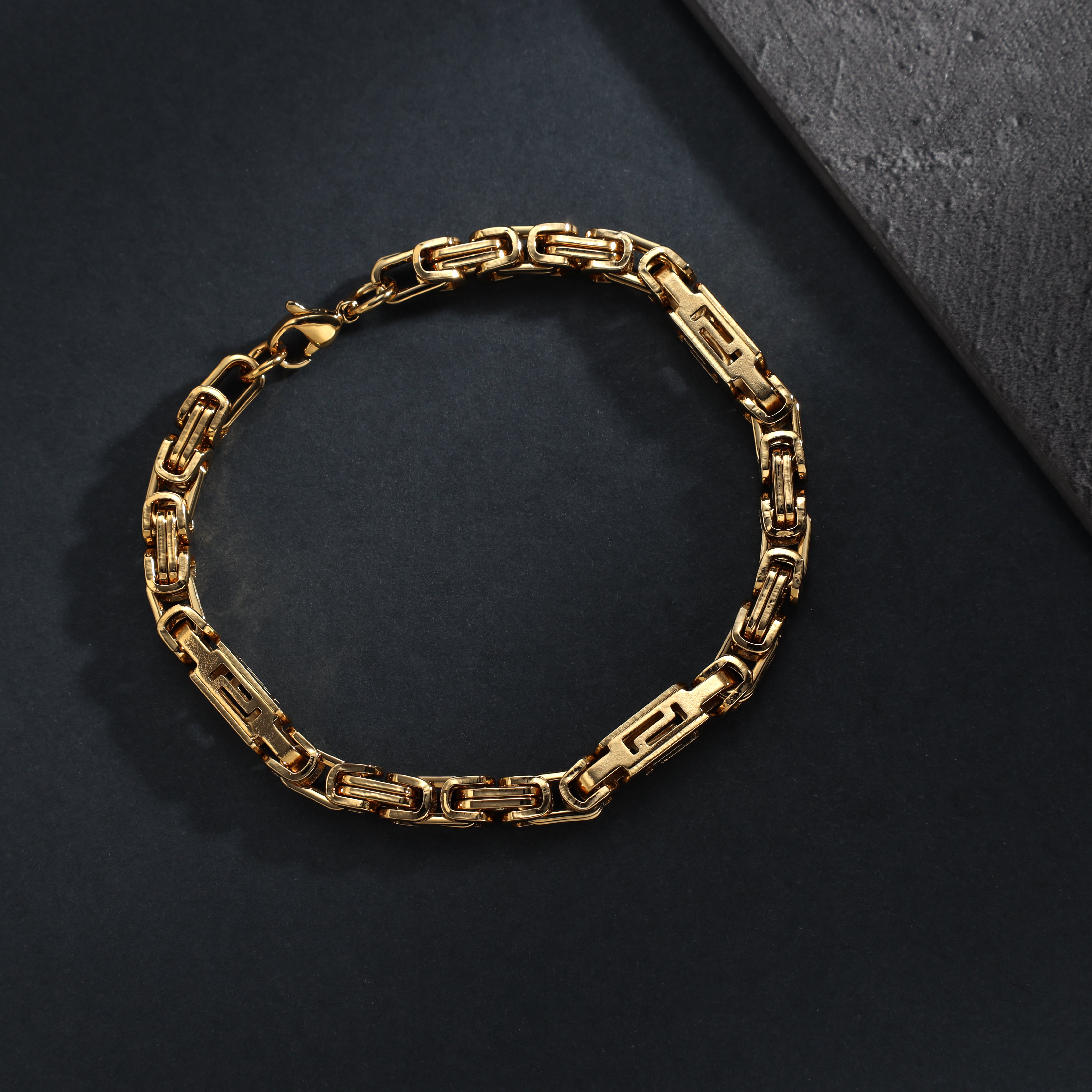 6mm Königskette Armband 21cm aus Edelstahl 18K vergoldet - Taipan Schmuck