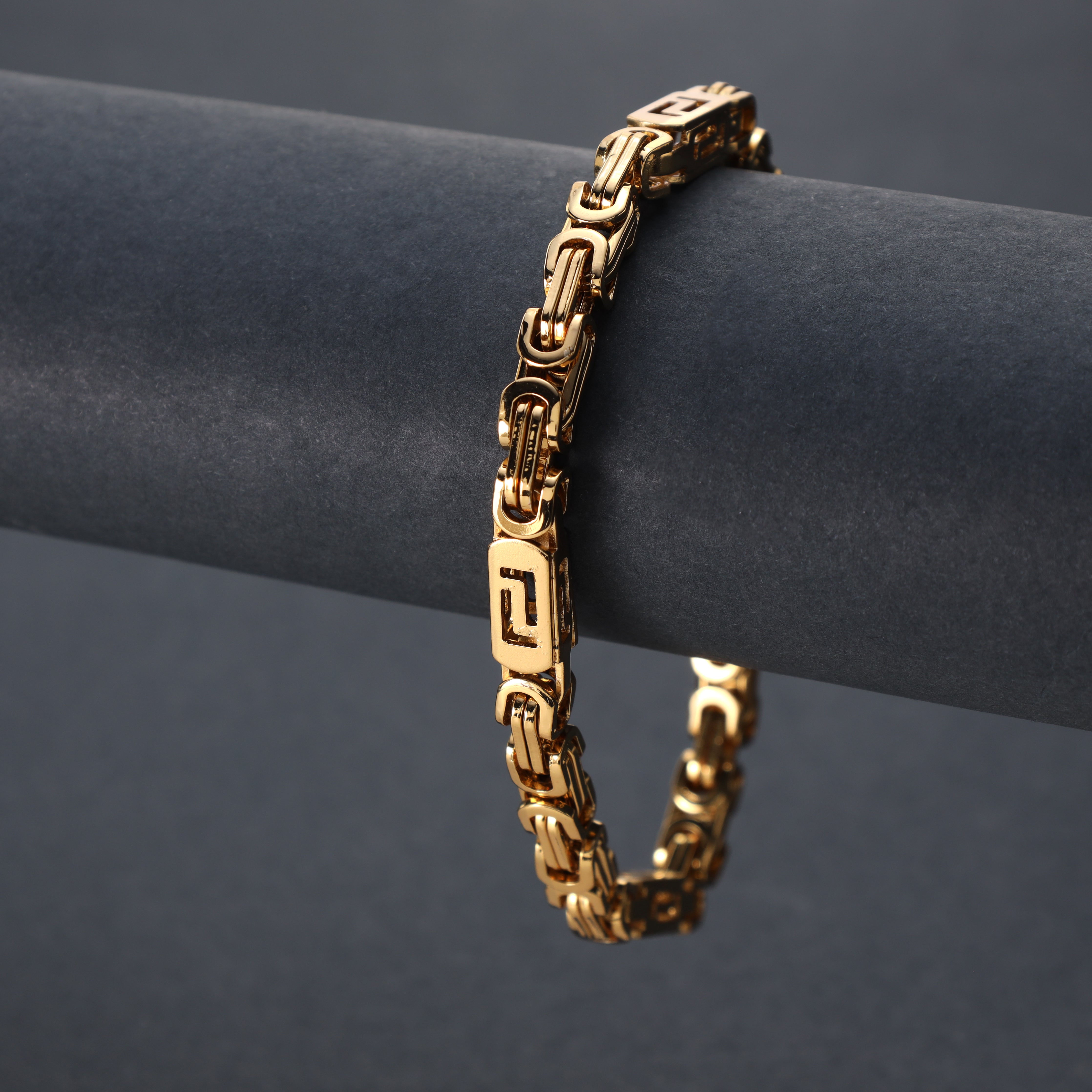 6mm Königskette Armband 21cm aus Edelstahl 18K vergoldet - Taipan Schmuck